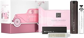 RITUALS The Ritual of Sakura Car Perfume Gift Set - Includes a Car Perfume, a Pack of Car Wipes and a Reusable Wooden Holder with 2 Refillable Air Fresheners Cherry Blossom