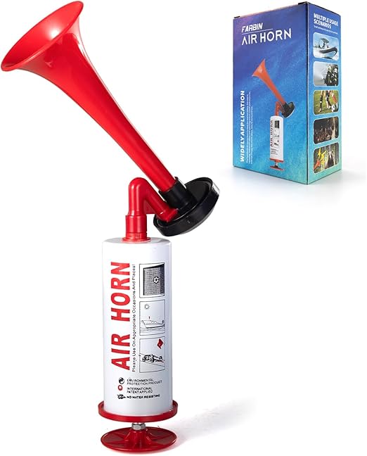 FARBIN Marine and Sports Pump Air Horn,Loud Sound Handheld Signal Boat Horn,Personal Safety Horn Alarm,for Boating,Sports Events,Parties, Birthdays, Games, Camping, Graduation, Aggressive Animals