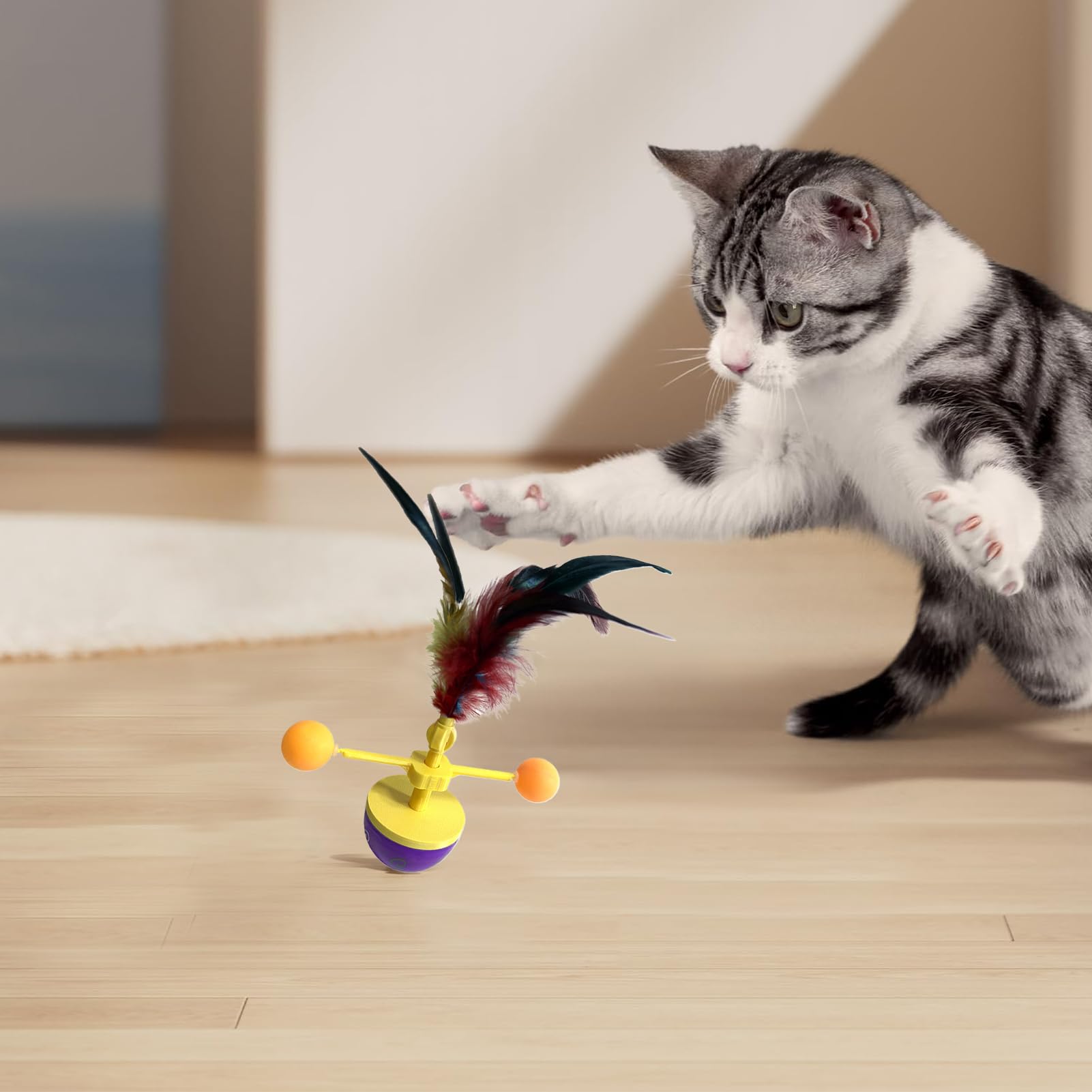 Giochi per Gatti Divertenti Interattivo Esercizio Antinoia E Arricchimento | Giocattoli Stimolanti per Gatti Piste Rotanti E Palla Automatica Rotolante Con Sensore Di Movimento Da