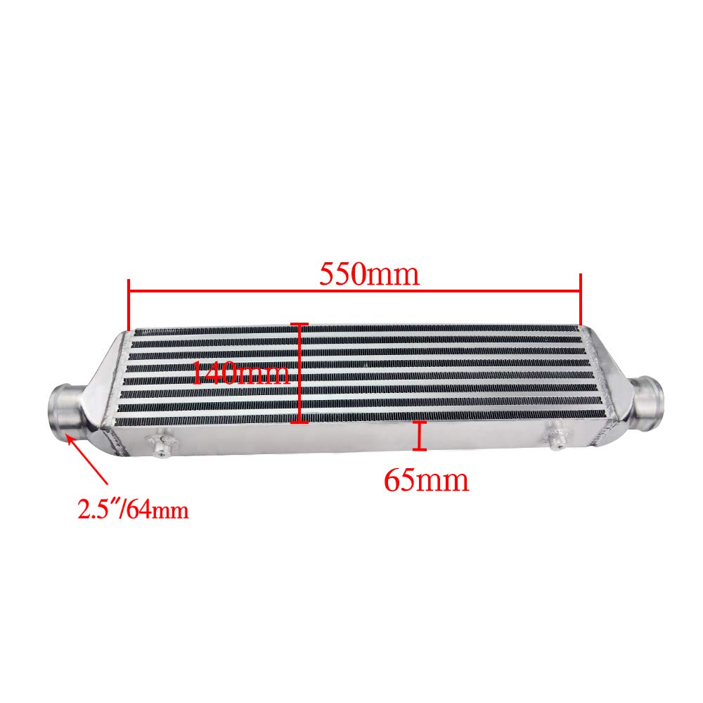 Intercooler aluminiowy 550 * 140 * 65mm uniwersalny Turbo Intercooler Bar i płyta OD = 2.5 "intercooler montowany z przodu VR-IN811-25