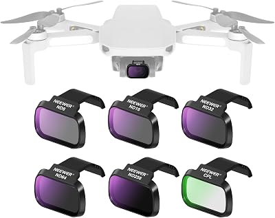 NEEWER 6 Pack ND CPL Filters Compatible with DJI Mini 4K/2/Mavic/SE/2 SE, Drone Lens Accessories, Snap On Circular Polarizing Neutral Density ND8/ND16/ND32/ND64/ND256, Multi Coated HD Glass, FL-B32