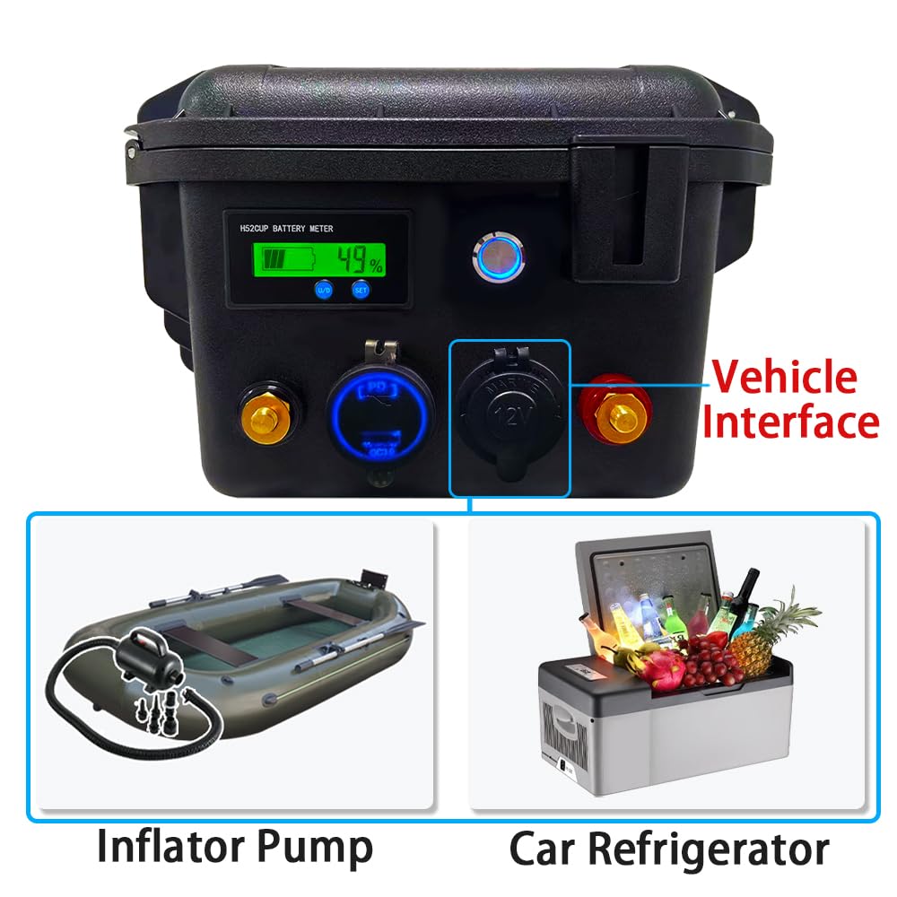 LiFePO4 12V 100Ah, Marine Batterie Lithium avec Bluetooth et Chargeur BMS 100A Intégré 6000+ Cycles Pour Bateau, Camping Car, Pêche à la Ligne, Moteur de Traîne