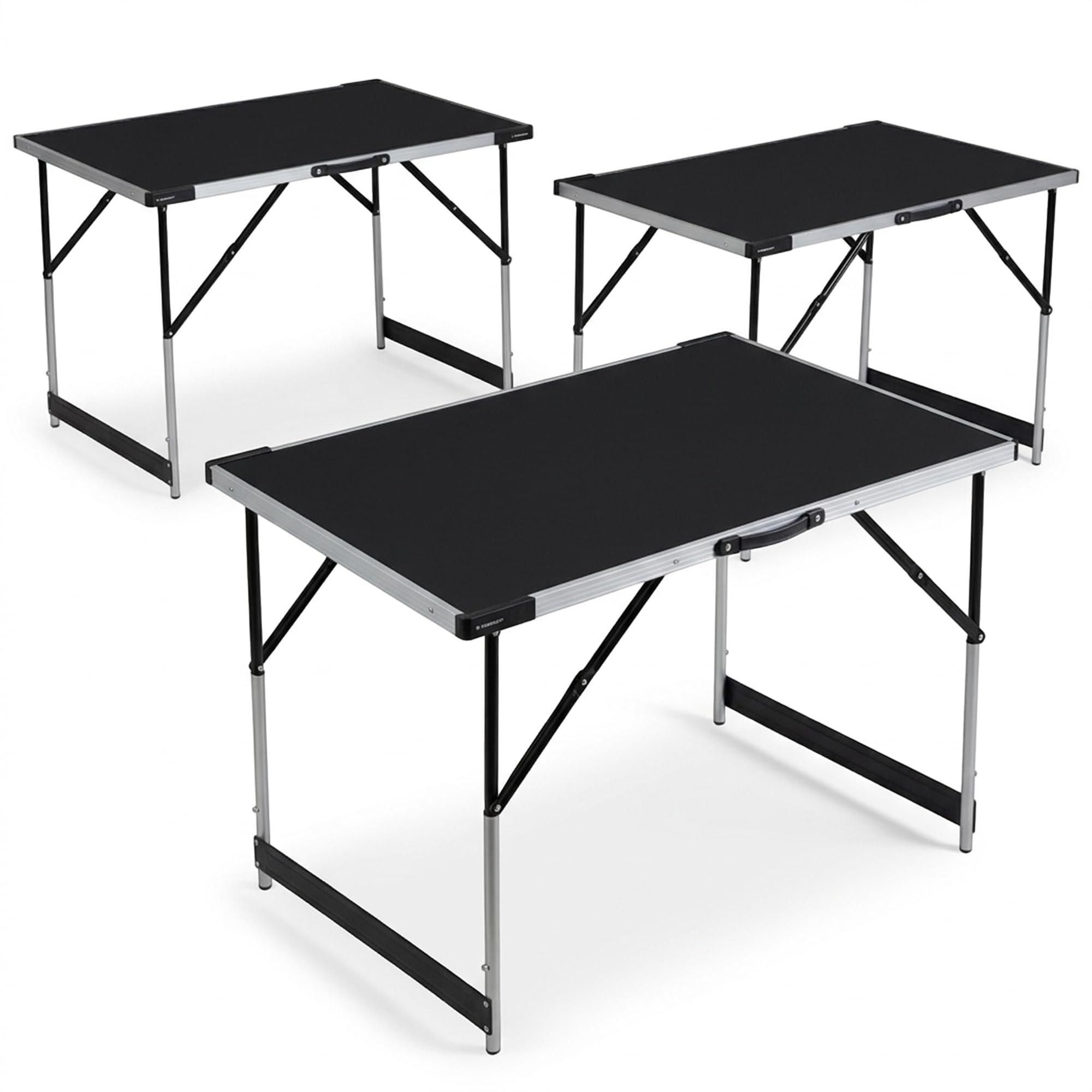 Mamba Tapeziertisch 3-teilig klappbar – Multifunktionstisch Set 100 x 60 cm, höhenverstellbar (75 – 94 cm), Alu-Rahmen, 90 kg Tragkraft, Power-Verstrebung – Flohmarkttisch Campingtisch Arbeitstisch