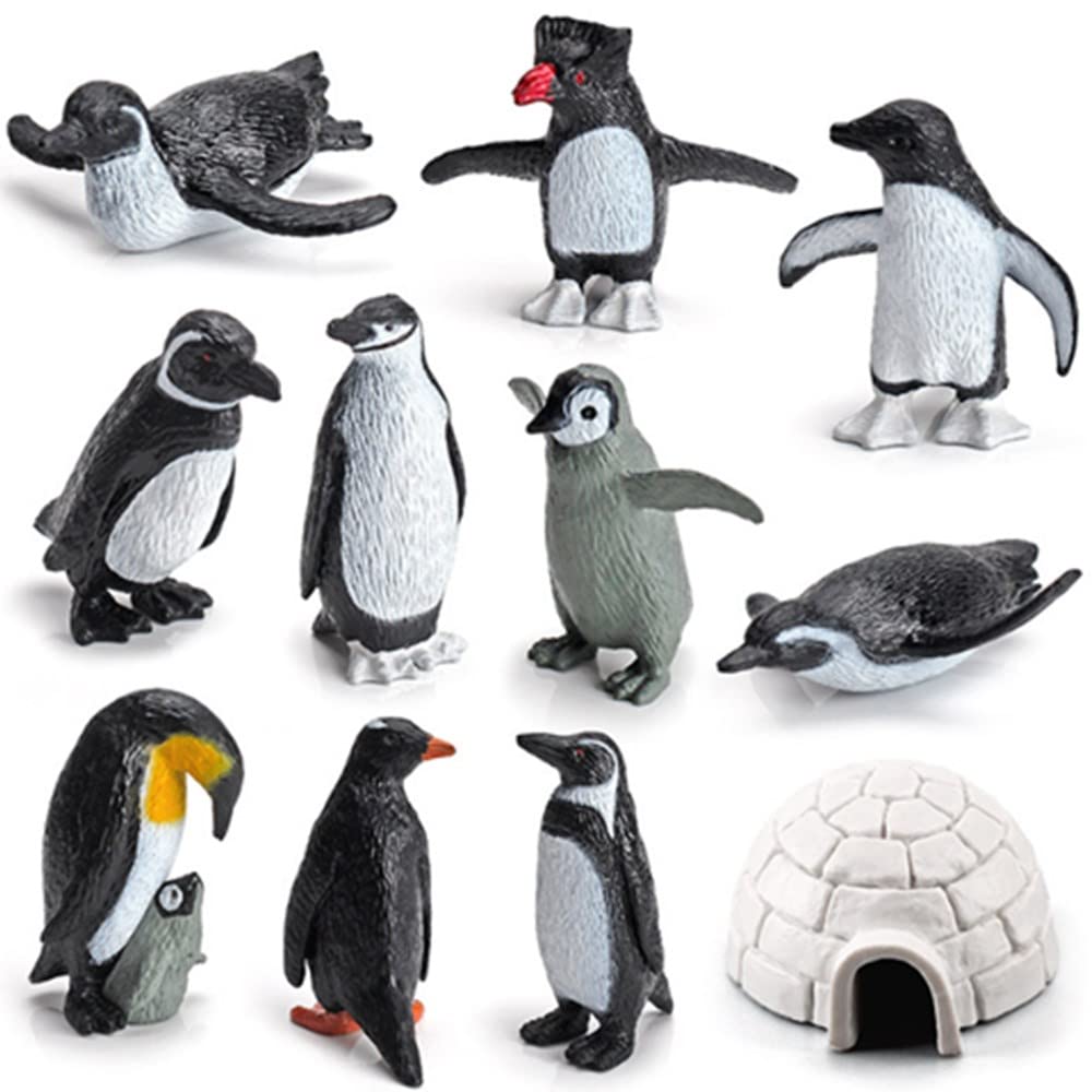 Mini Arctic Animals Set - 11PCS Realistic Penguin Figurines, Adventure Playset, Early Educational Toys, Cake Decoration, Christmas & Birthday Party Supplies