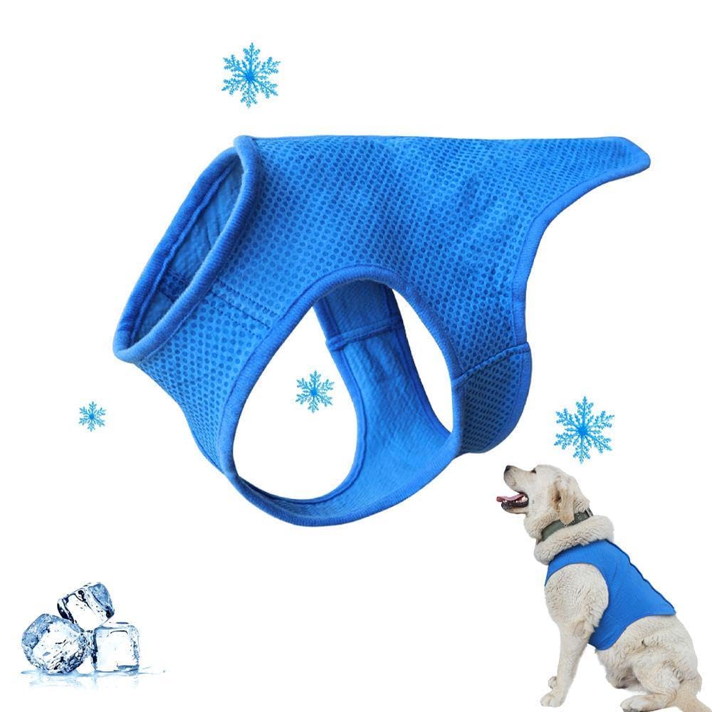 Pet Cooling Vest Dog Cooling Harness Coat Breathable Mesh Cool Jacket for Summer Walking Outdoor Activities for Small Medium Large Dogs 70x30x44cm (M, Blue)