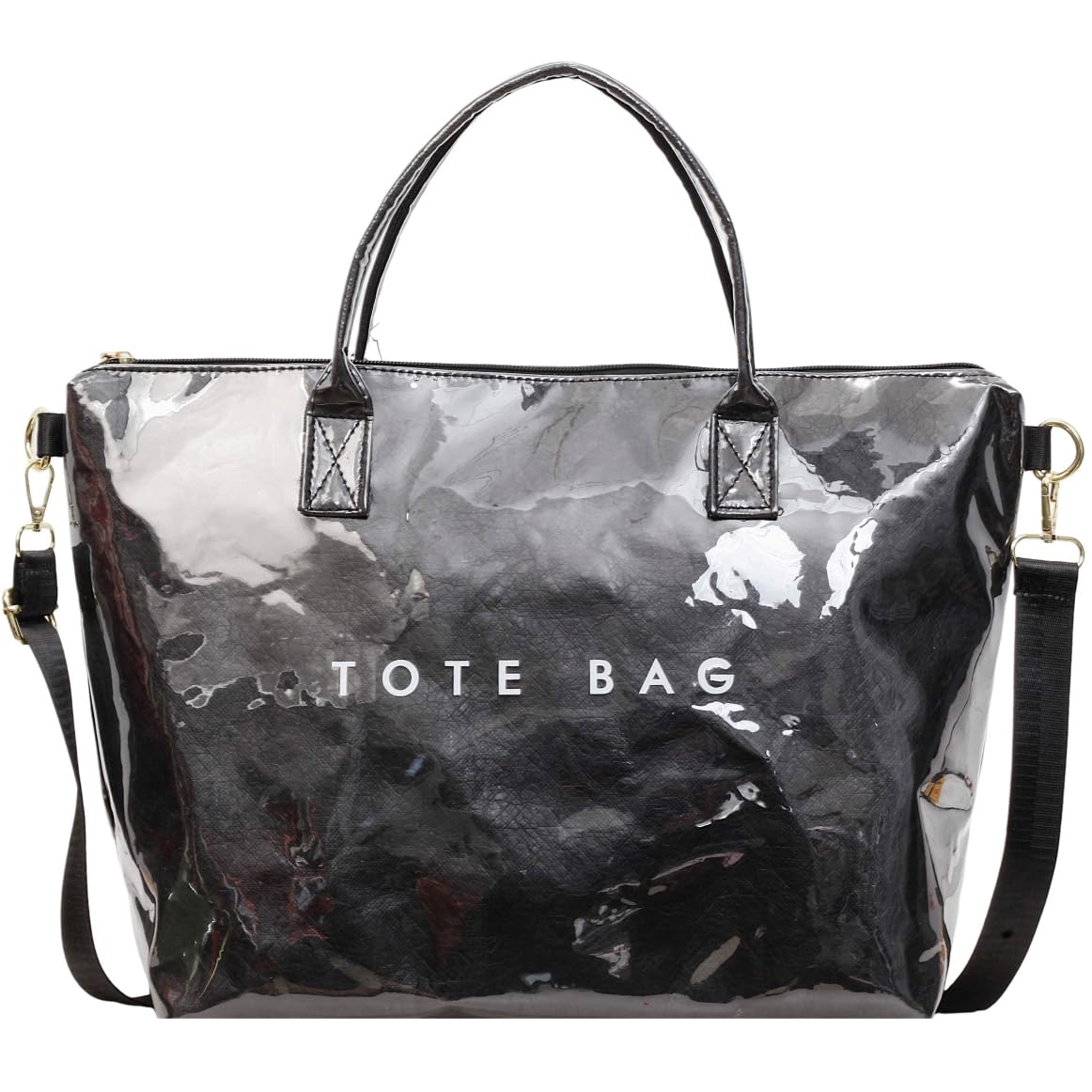 PVC Tote Bag Gifts for Women Large Tote Purse Kraft Paper Letter Print Hobo Handbags for Work Beach Shopping Travel