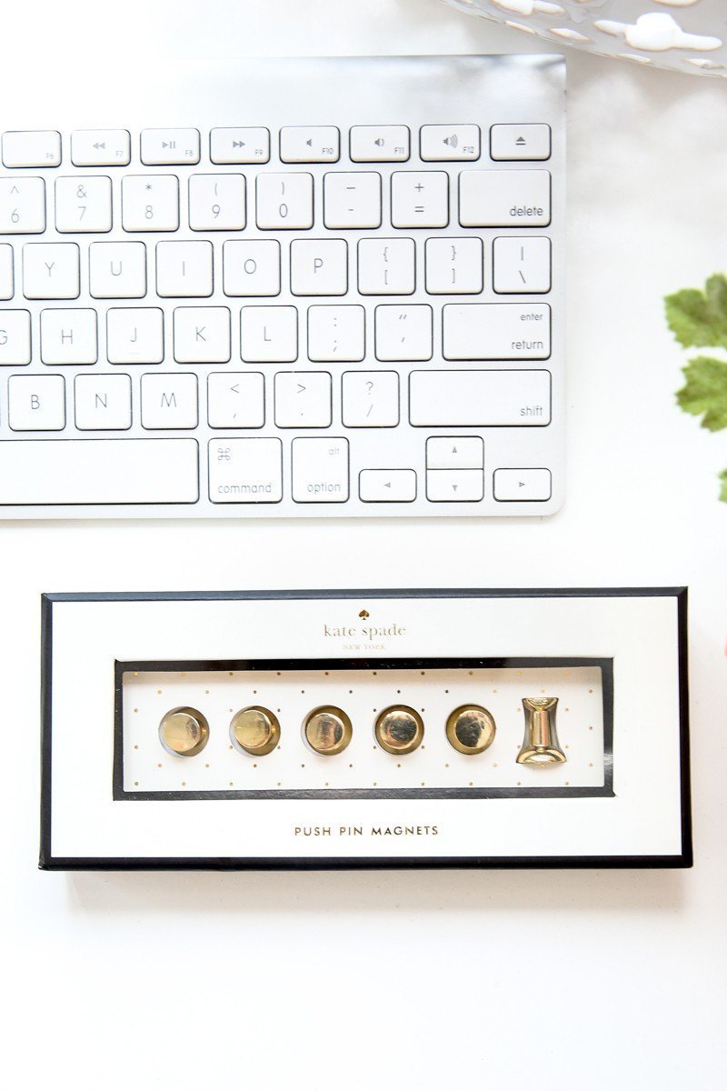 Amazon.com: Kate Spade Neat As A Pin 6PC Magnets Gold O/S: Home