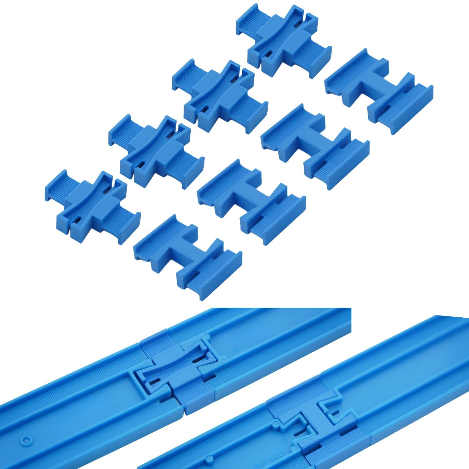 MicroBase Plarail Compatible Male-Male Convex-Convex Joints (Double-sided, Choking Prevention Type) × 4 pieces, Female-Female Concave-Concave (Double-sided Type) × 4 piece set, Genuine Blue Color : To