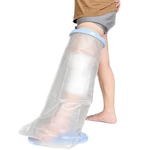 Miniatura 7 de Extra grande  Funda protectora impermeable para adultos de pierna corta, antideslizante, para ducha, extra ancha, pierna bajapantorrilla, bolsa