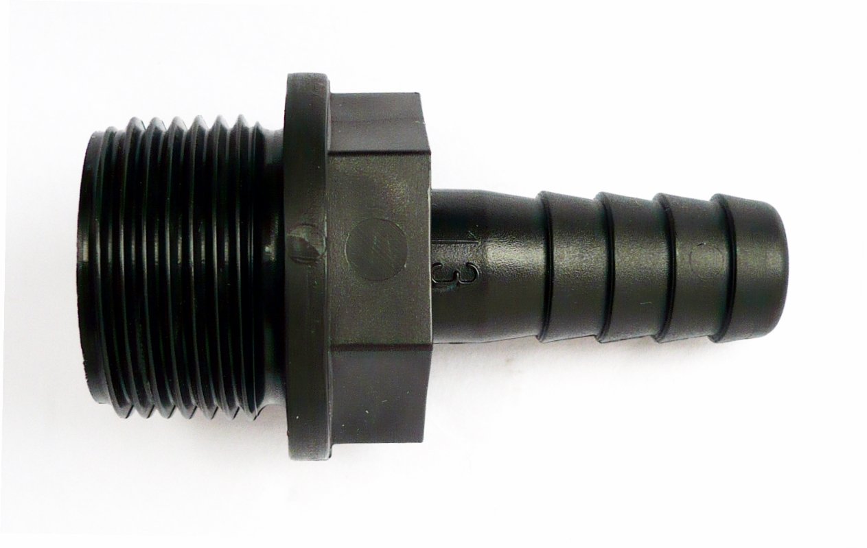 Barbed Hose Tails to BSP Thread. (13 mm (1/2") x 3/4" BSP Thread (Pack of2))