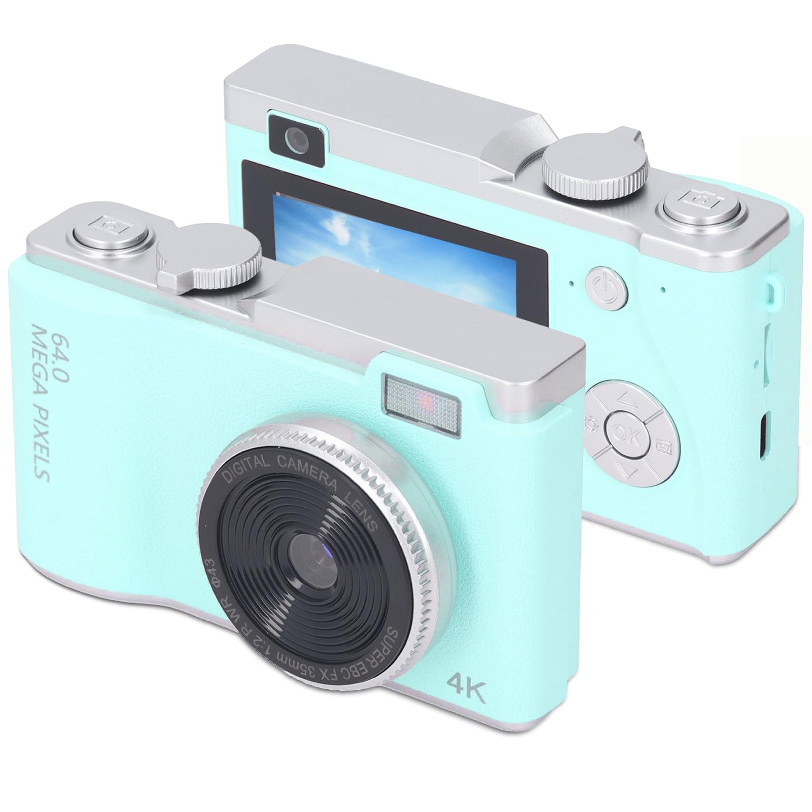 Appareil Photo Numérique Rétro 1080P, Appareil Photo Numérique Point and Shoot 48MP Vintage, Caméra Selfie FHD - Écran HD 2,4 Pouces, Zoom Numérique 16X, Double Objectif