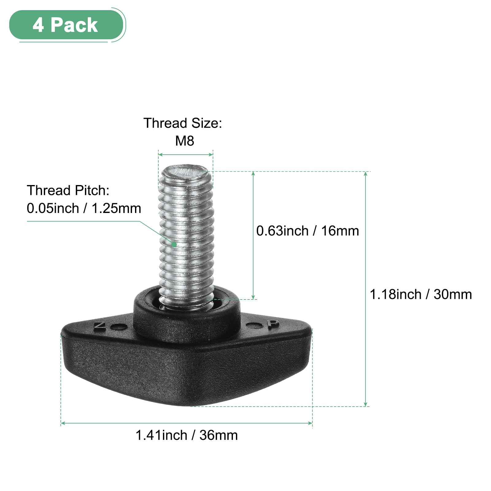 M METERXITY 4-Pack Thumb Screws, M8x16mm Tee Wing Knobs, Plastic T Handles Clamping Knob for Woodworking/Machinery/Equipment - Image 3