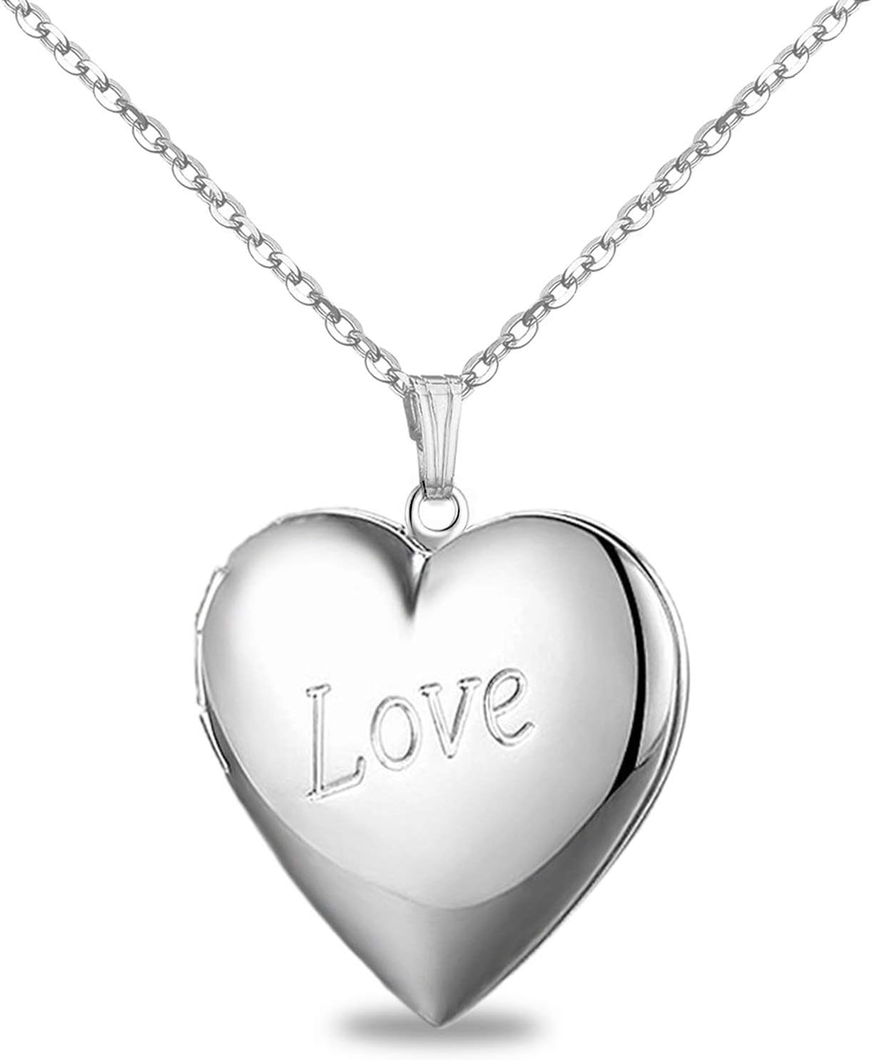 YOUFENG Love Heart Locket Necklace that Holds Pictures Polished Lockets Necklaces Birthday Gifts