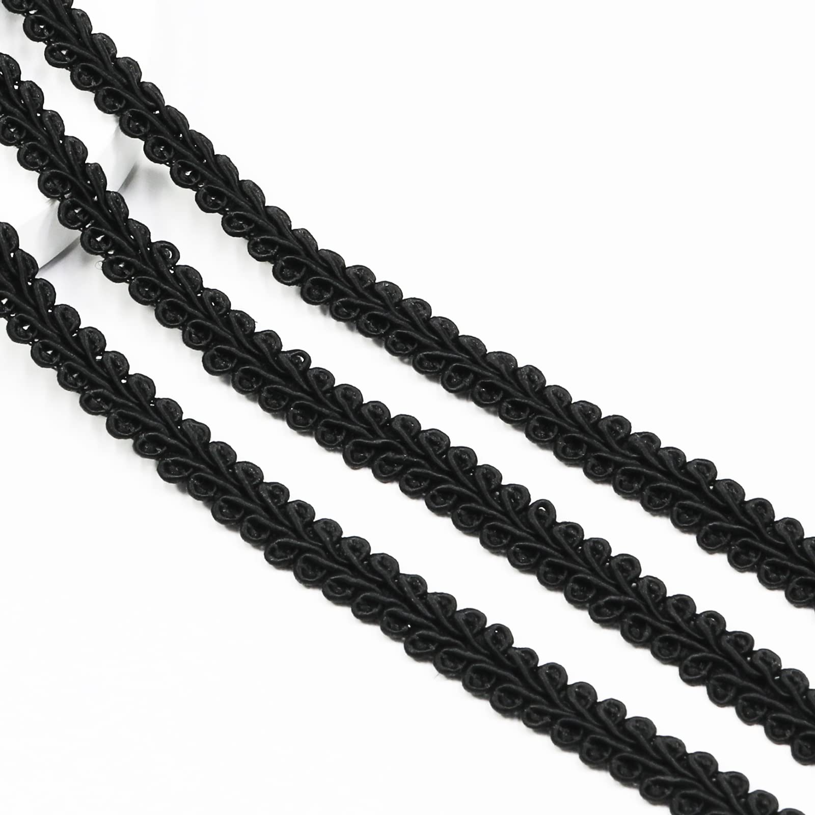 Gimp Braid Trim 22 Yards 0.8cm/0.3in Black Fabric Decorative Webbing for All Kinds of Sewn Garments Curtains,Lampshade