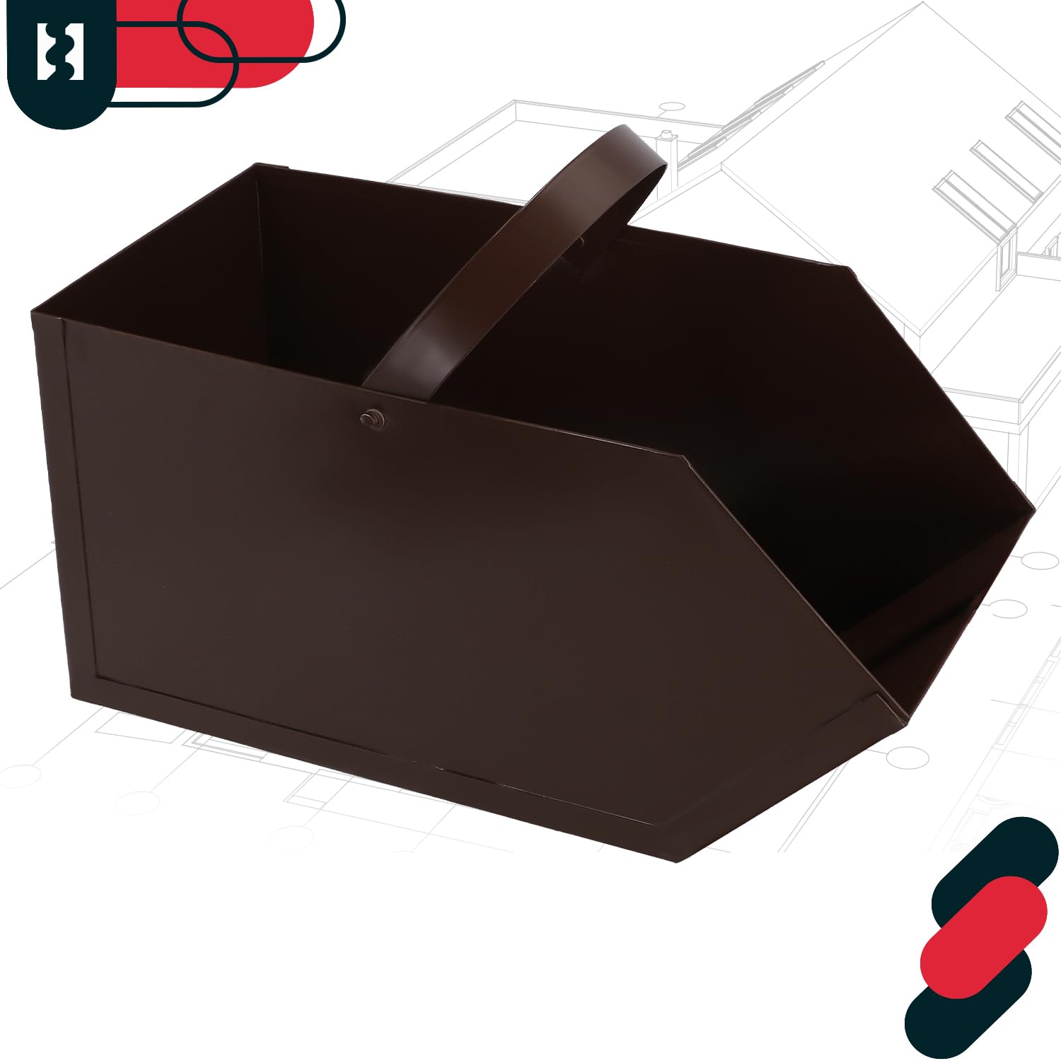 KOTARBAU® Caja para cenizas, Recipiente con asa, Accesorio de chimenea, Ideal para transportar ceniza, leña o carbón, Cubo, Bandeja, Ideal para estufa, chimenea, barbacoa, Acero, Marrón