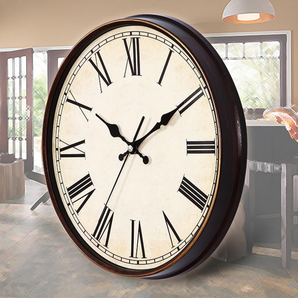 ORFOFE 11-Inch Vintage European Wall Clock Silent Quartz Movement Roman Numeral Dial Large Decorative Wall Clock for Living Room Bedroom Kitchen