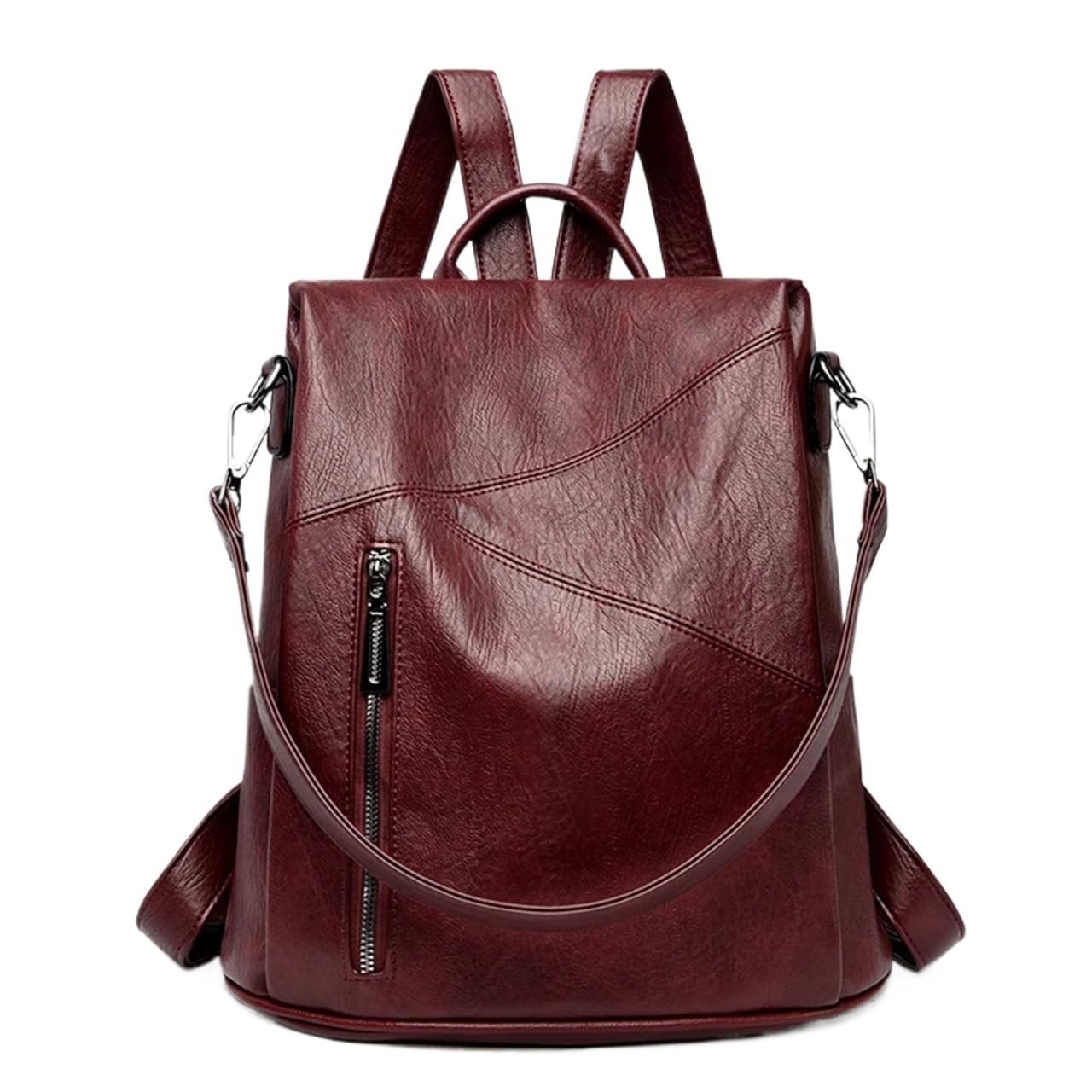 HUWOYG Leather Backpack Women Vintage Shoulder Bag Ladies High Capacity Travel Backpack School Bags For Work, School(Red)