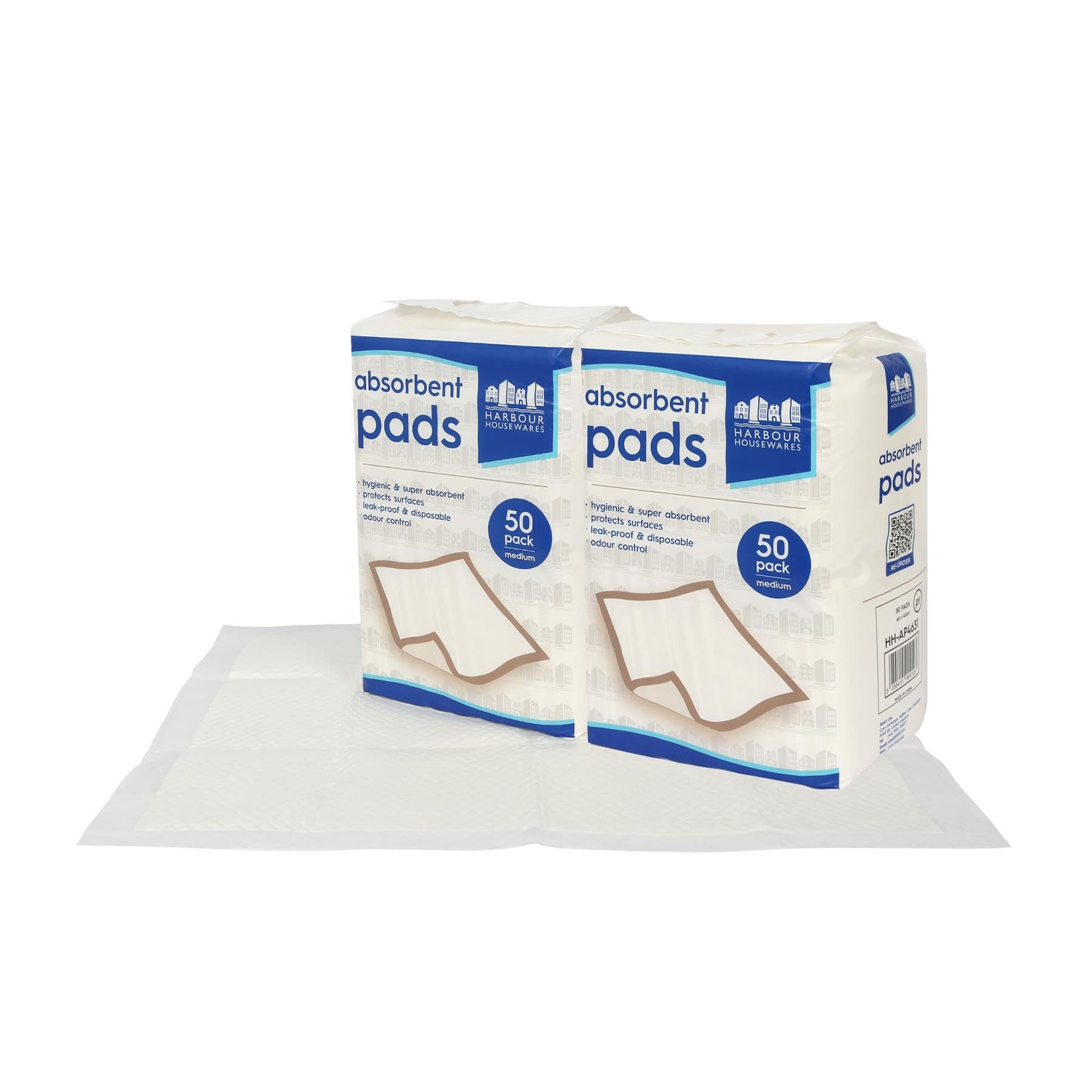 Harbour Housewares Disposable Incontinence Bed Pads - 45cm x 60cm - 100x Medium Waterproof High Absorbency Underpads Mattress Protector Overnight Bed Wetting Sheets Incontinence Pads