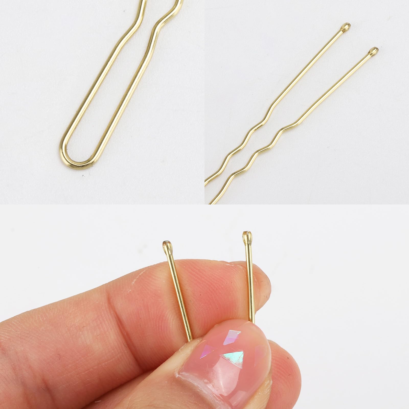 300 koka włosy bobby szpilki w kształcie litery U, uchwyty do włosów do spinania balet siatka do włosów dla kobiet 6 cm / 2,3 cala złoty Tbestmax