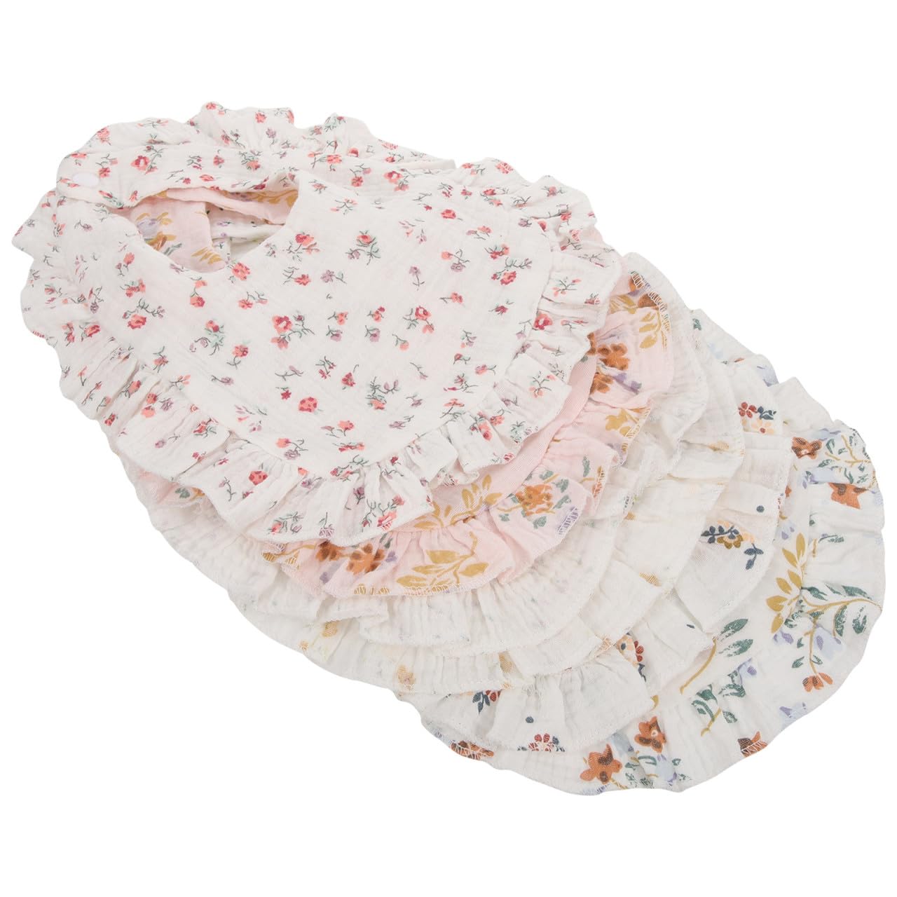 Bavoirs en Coton pour Bébé Bordure Volantée, Confortables et Réutilisables, 6 Pièces