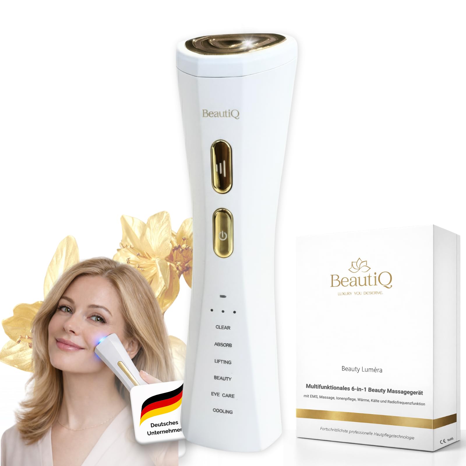 Beauty Lumèra PRO Anti-Aging & RF Gerät | Lichttherapie | 6 Funktionen in 1 Tool - Cleaning, Lifting, Beauty, Pflege, Eye-Care, Kühlung- für schöne und junge Haut | Faltenreduktion Gesicht, Dekolleté