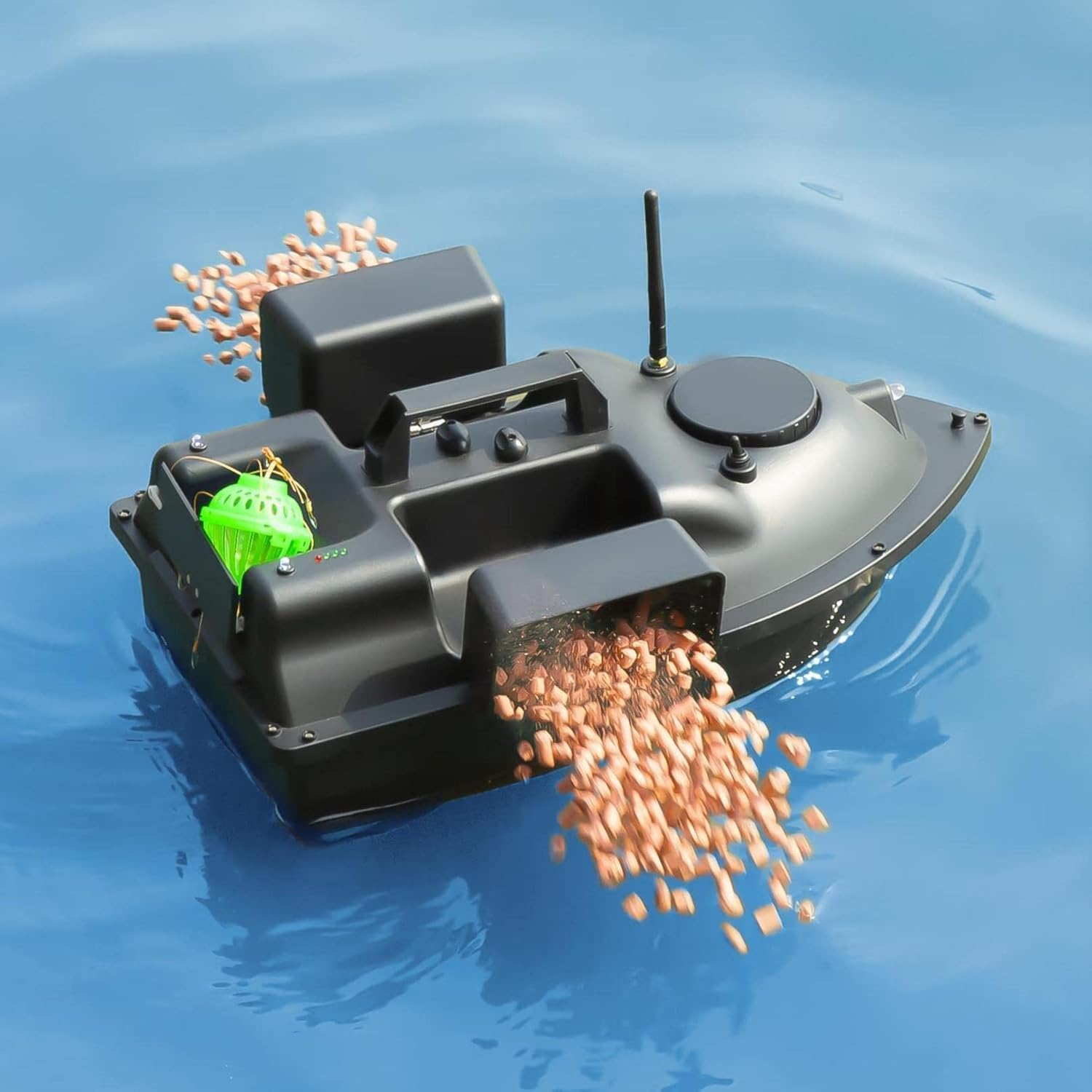 500m GPS Pesca Esca Barca con 3 Catapulta Tipo Bait Hoppers Carp Fishing Bait Boat Carp Hook Post Boat, Fish Finder con Sensore Sonar, Black Boat