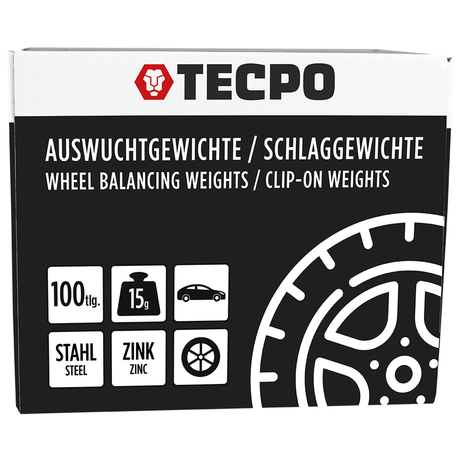 TECPO Schlaggewichte Zink Auswuchtgewichte 15g x 100 Wuchtgewichte für Stahlfelgen korrosionsbeständig Radwuchtung Auswuchtmaschinen