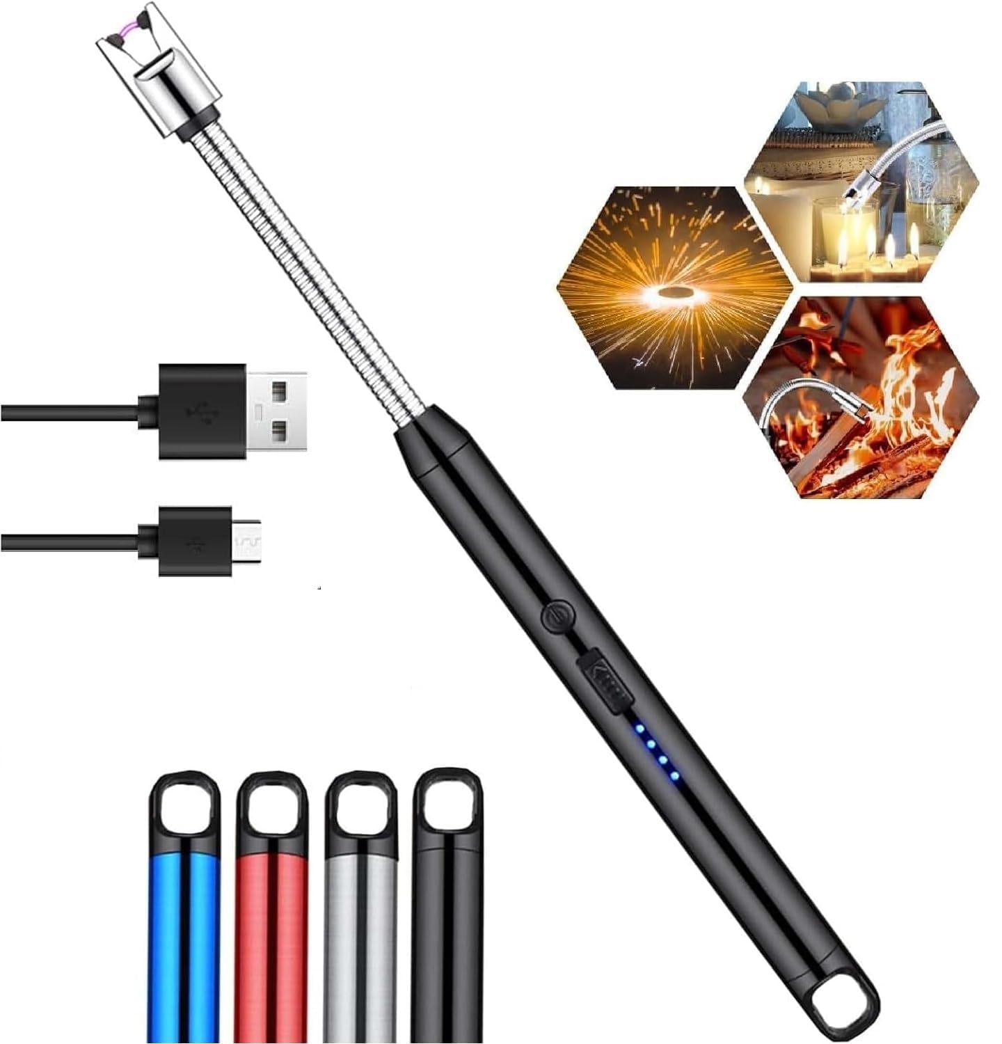 USB Rechargeable Plasma Electric Lighter for Kitchen, Pooja, Candles, BBQ – Windproof, Multi-Purpose with 360° Flexible Neck | No Gas Needed | Windproof - 400 Uses in Single Charge-picture-16
