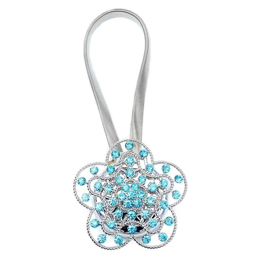 Embrasses de Rideau Magnétiques Embrasses de Rideau Décoratives Réglables, Clips de Boucle de Rideau Magnétique Fleur avec Corde à Ressort Hautement élastique, Paquet de 2