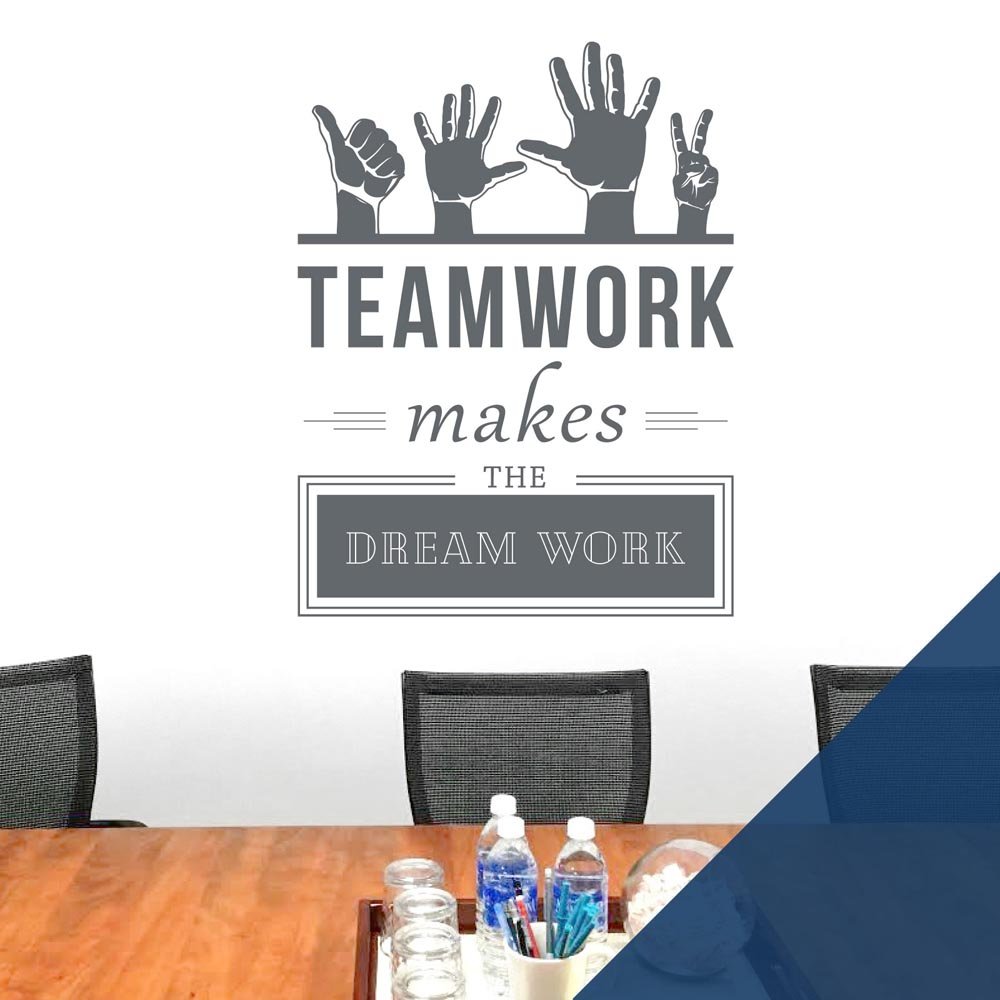 Teamwork Makes The Dreamwork - Corporate Office Motivational Vinyl Wall Decal Sticker [Large] [Ultramarine]
