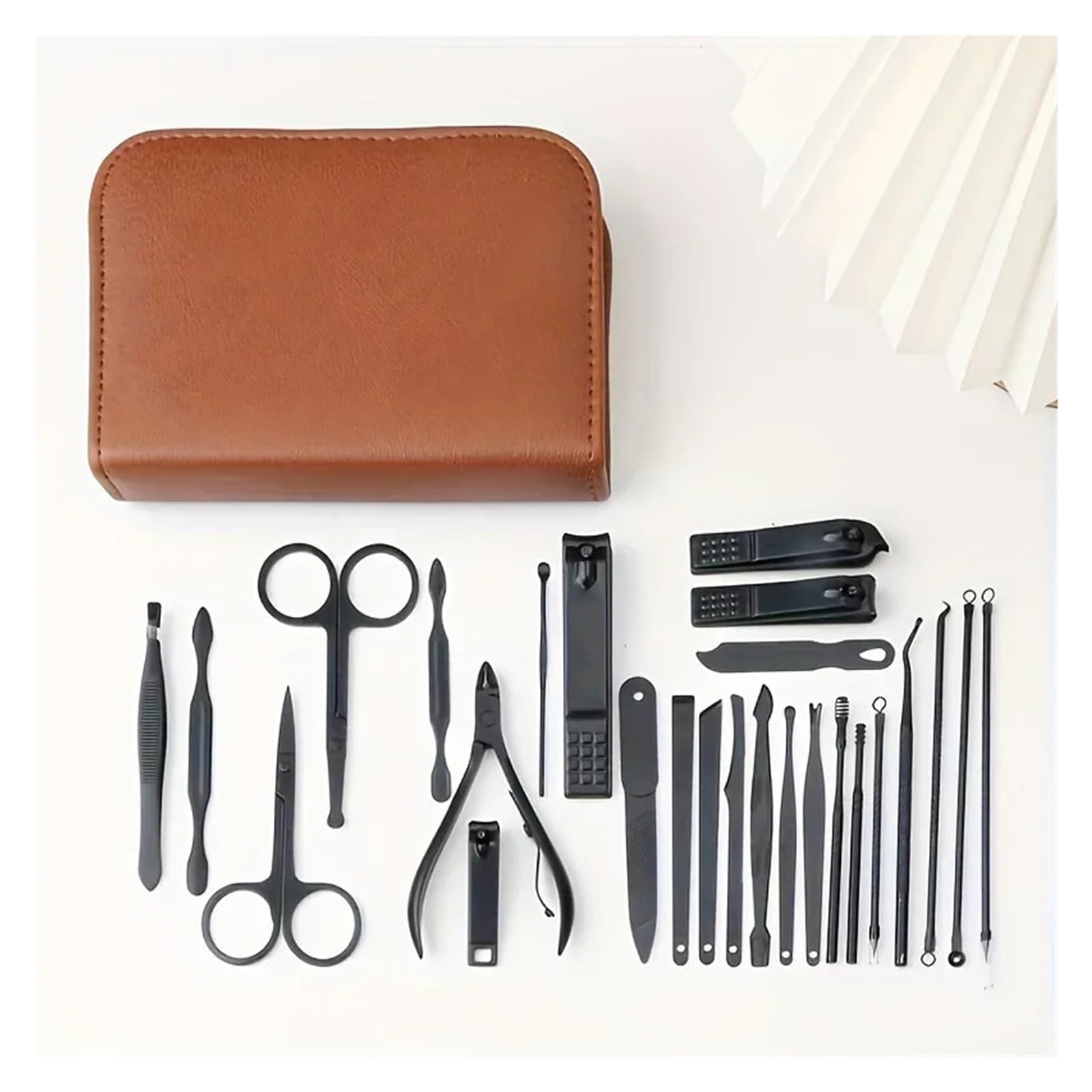 26/32 szt. zestaw do manicure pedicure ze stali nierdzewnej przenośny obcinacz do paznokci zestaw narzędzi z torbą do przechowywania na zamek błyskawiczny