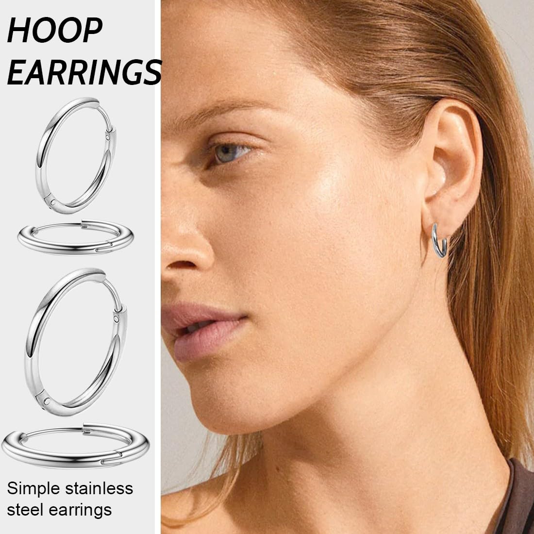Aretes de Aro Acero Inoxidable para Mujer y Hombre