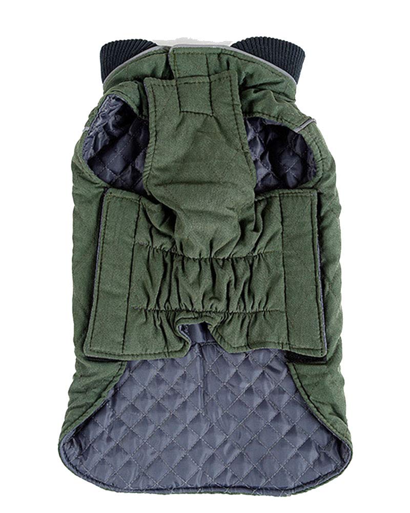 Reflective Warm Dog Coat Jacket Cold Winter Windproof Padded Puffer Vest Outfit Clothes with Harness Hole for Small Medium Large Dogs Green XL โ image 1