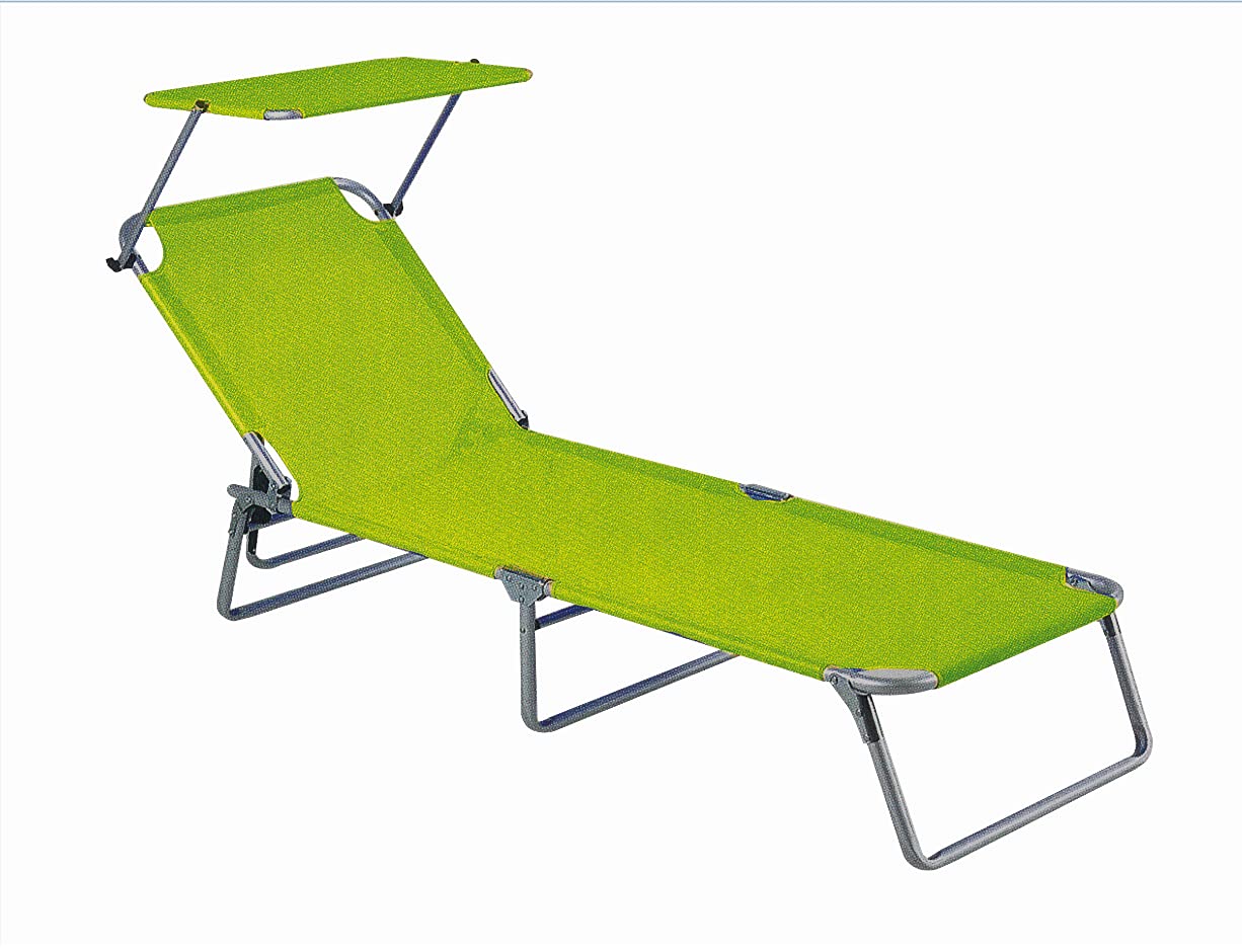 Lettino prendisole SAND con tettuccio per mare campeggio giardino in alluminio pieghevole Arancione