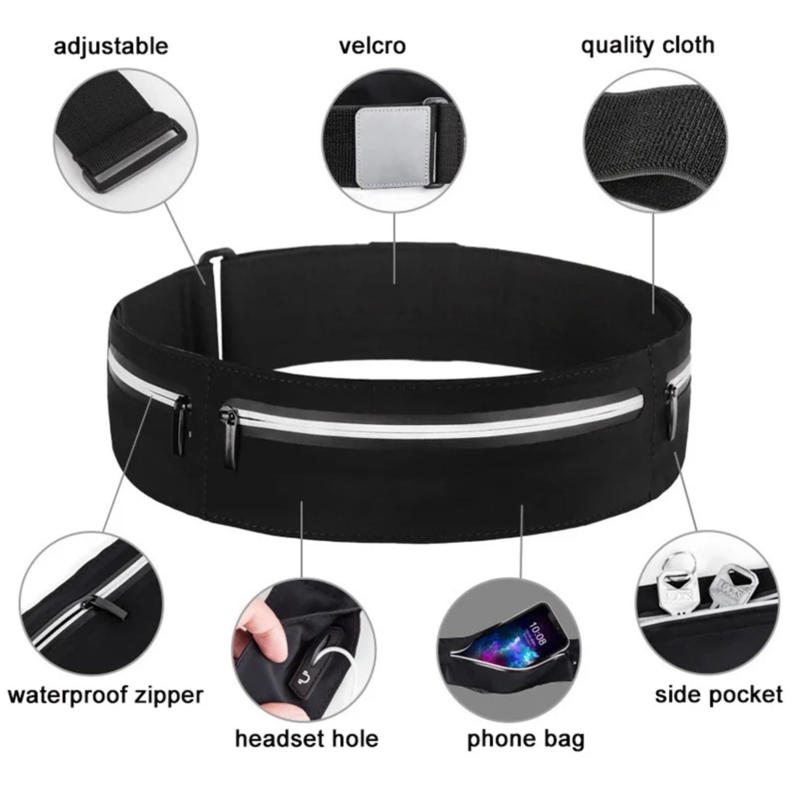 Gürteltasche, Mobile Handytasche for Laufen, Herren, Lauftasche, Damen, Sport, wasserdicht, Jogging, Fitnessstudio, Hüfttasche Für Running(L 78-99cm)