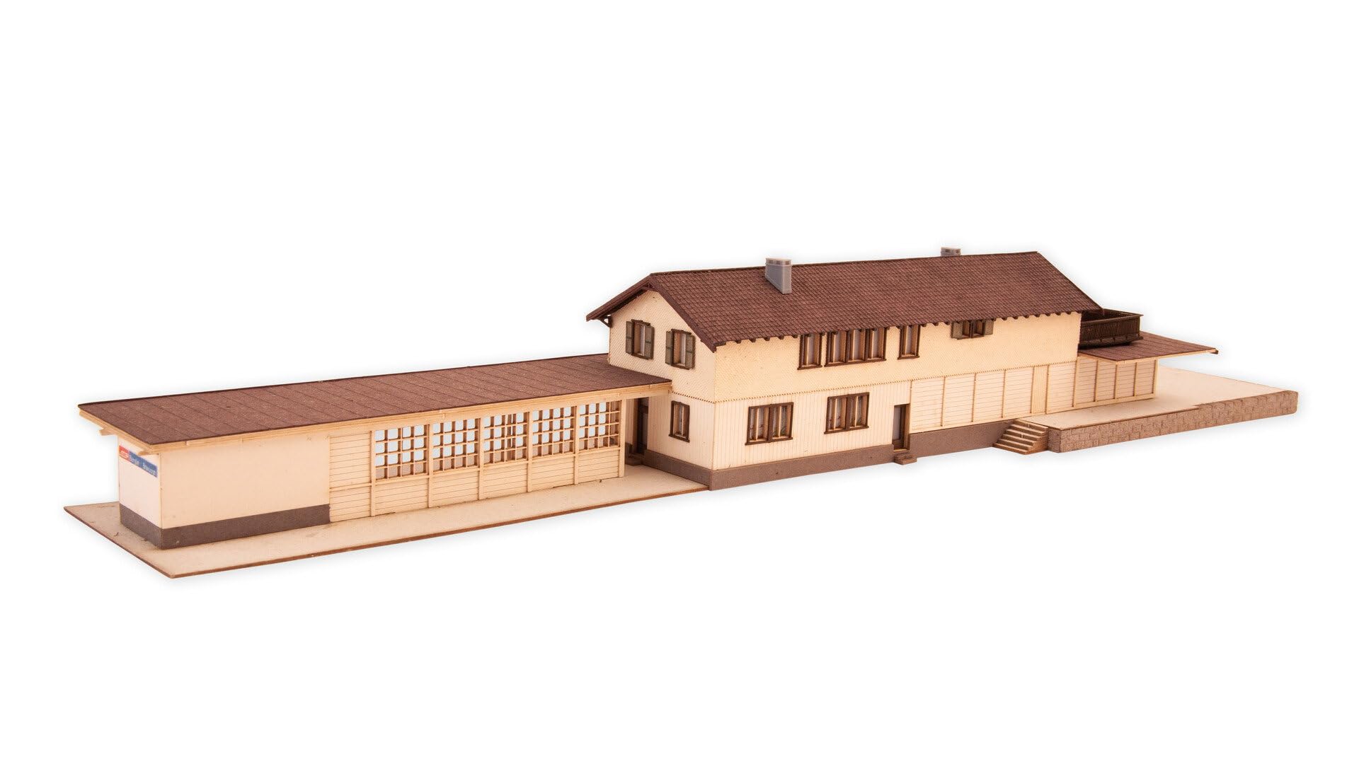 NOCH Dworzec kolejowy "Bergün", zestaw modelarski, 33,7 x 7 cm z techniką cięcia laserowego na tor N, idealna budowa kolejki