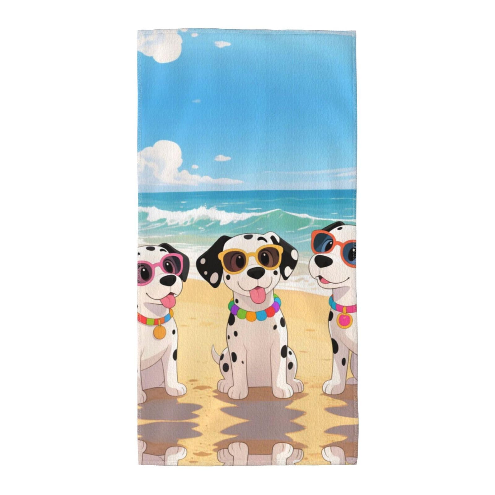FekiLoot Absorbent Hand Towels 12"X24" Decorative Bathroom Towel Soft Microfiber Face Towel Beach Dogs Dish Kitchen Towels for Bathroom Kitchen Hotel Spa Bath Towels