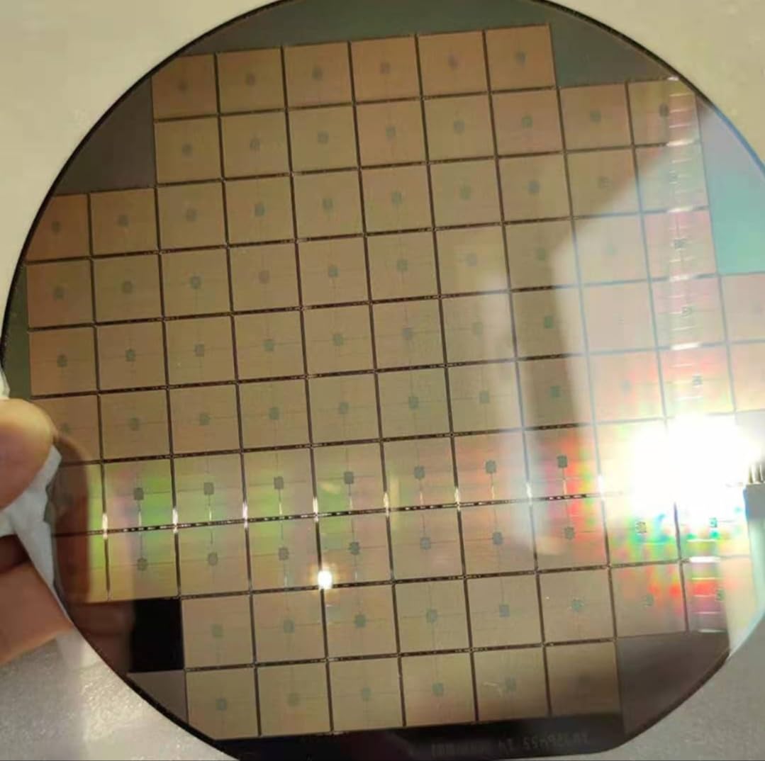 Decorative Silicon Wafer CPU Chip Display Piece, Non-Functional Semiconductor IC Lithography Wafer Ornament for STEM Education, Tech Art & Gift Collection (8-inch Chip No. 3)