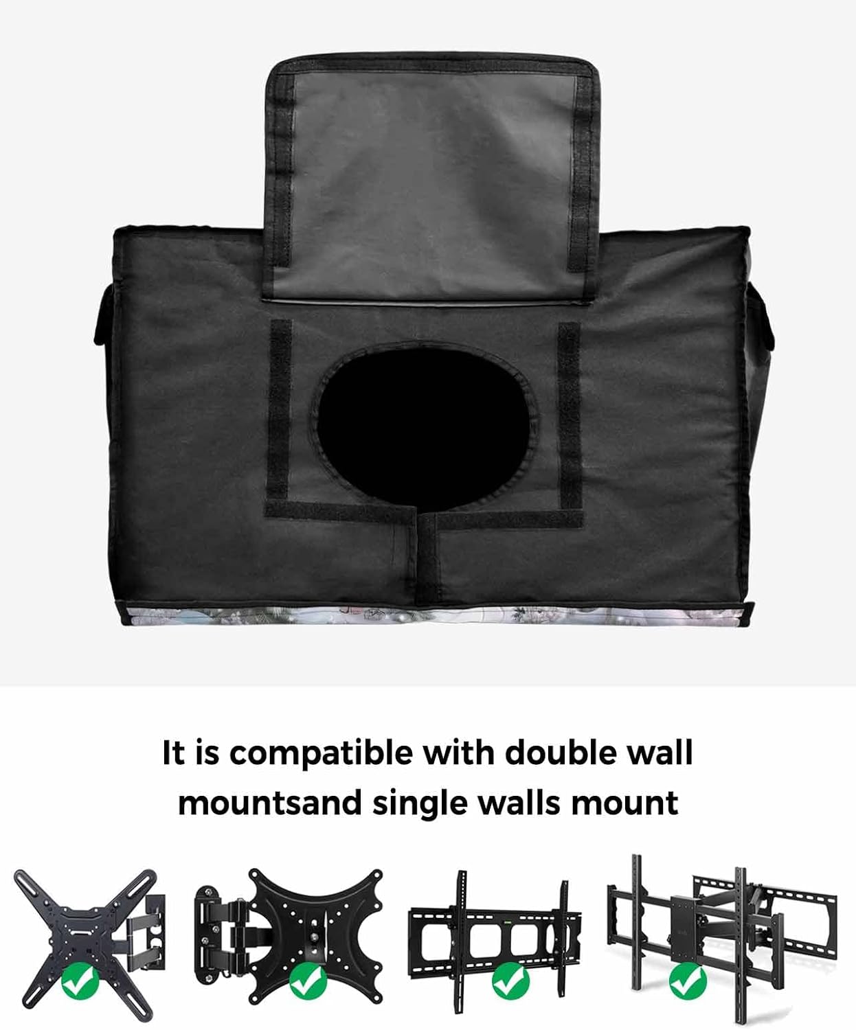 Christmas Castle Green Pink Outdoor TV Cover 60"-65" - 600D Waterproof TV Cover Weatherproof TV Screen Protector Dustproof Winter Snowy Xmas Tree Branch TV Display Protector for Outside Flat Screen TV
