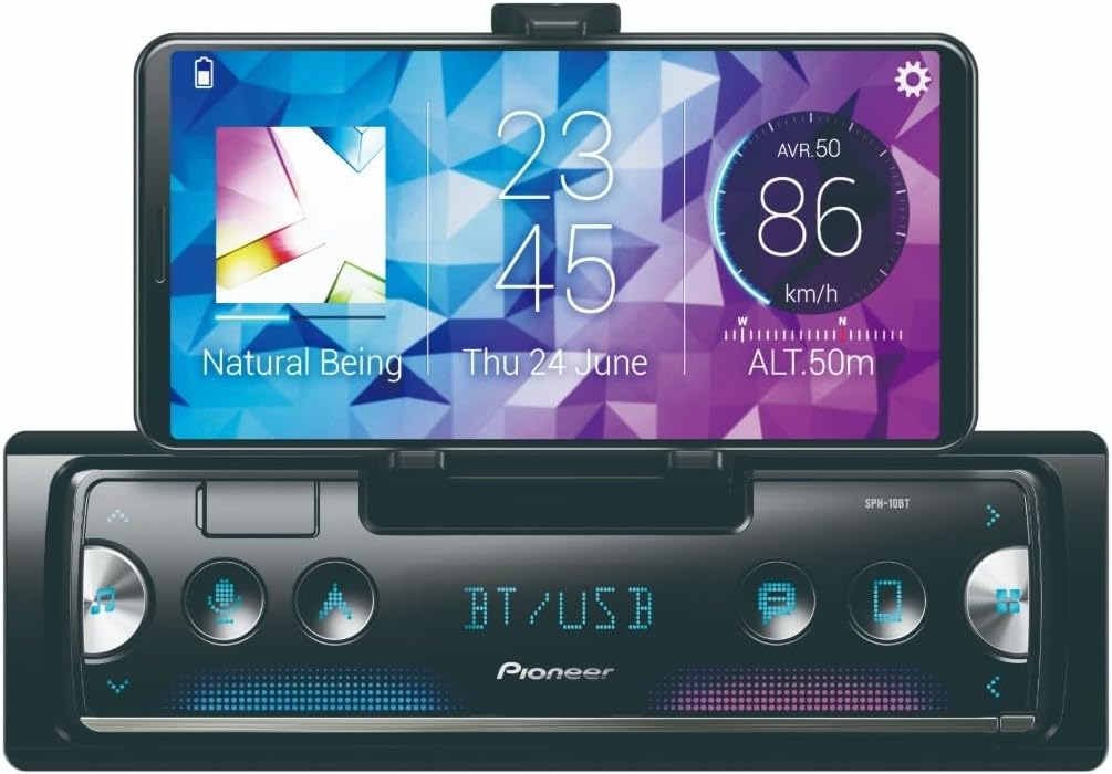 SPH-10BT Next Generation Smartphone Receiver, 1-DIN, with Bluetooth, USB and Spotify, Connects to iPhone & Android, Black