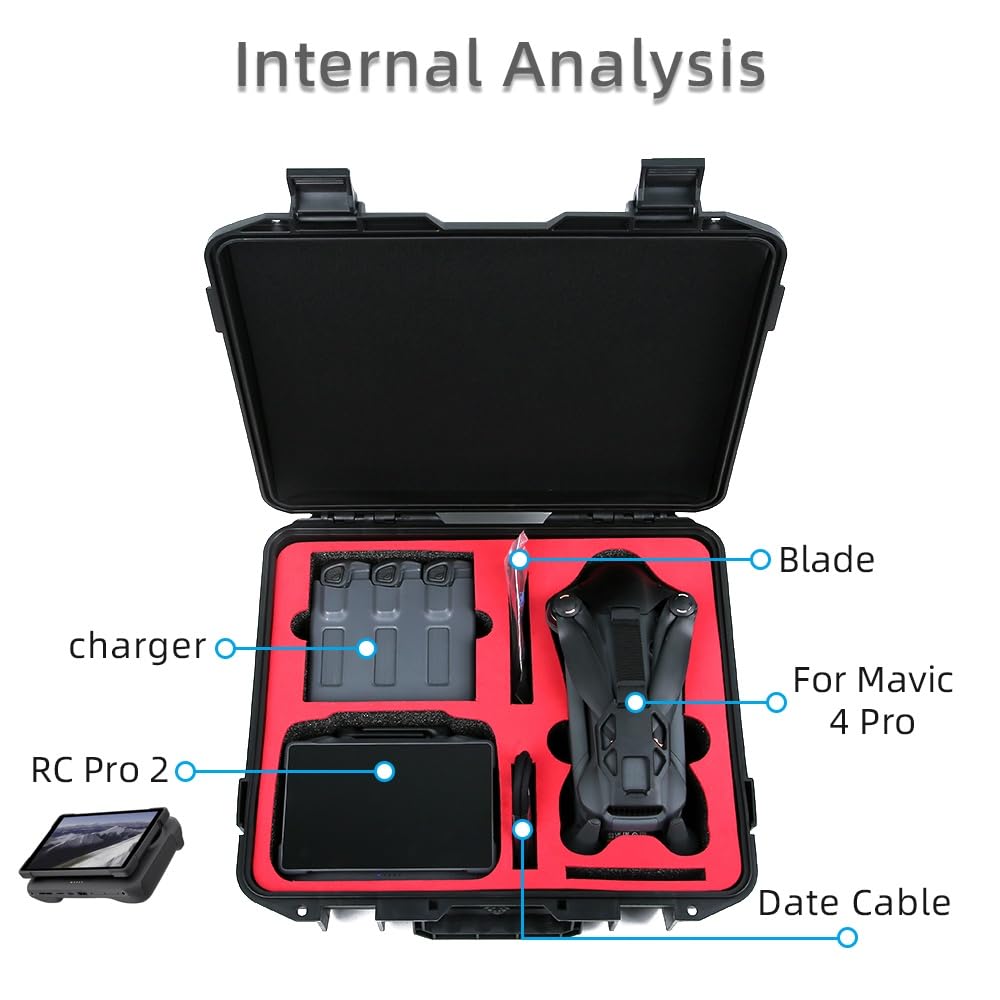 Custodia protettiva impermeabile per DJI Mavic 4Pro, custodia rigida per drone Mavic 4Pro con tracolla, custodia antiurto da viaggio per accessori DJI (nero), Nero , Unisex
