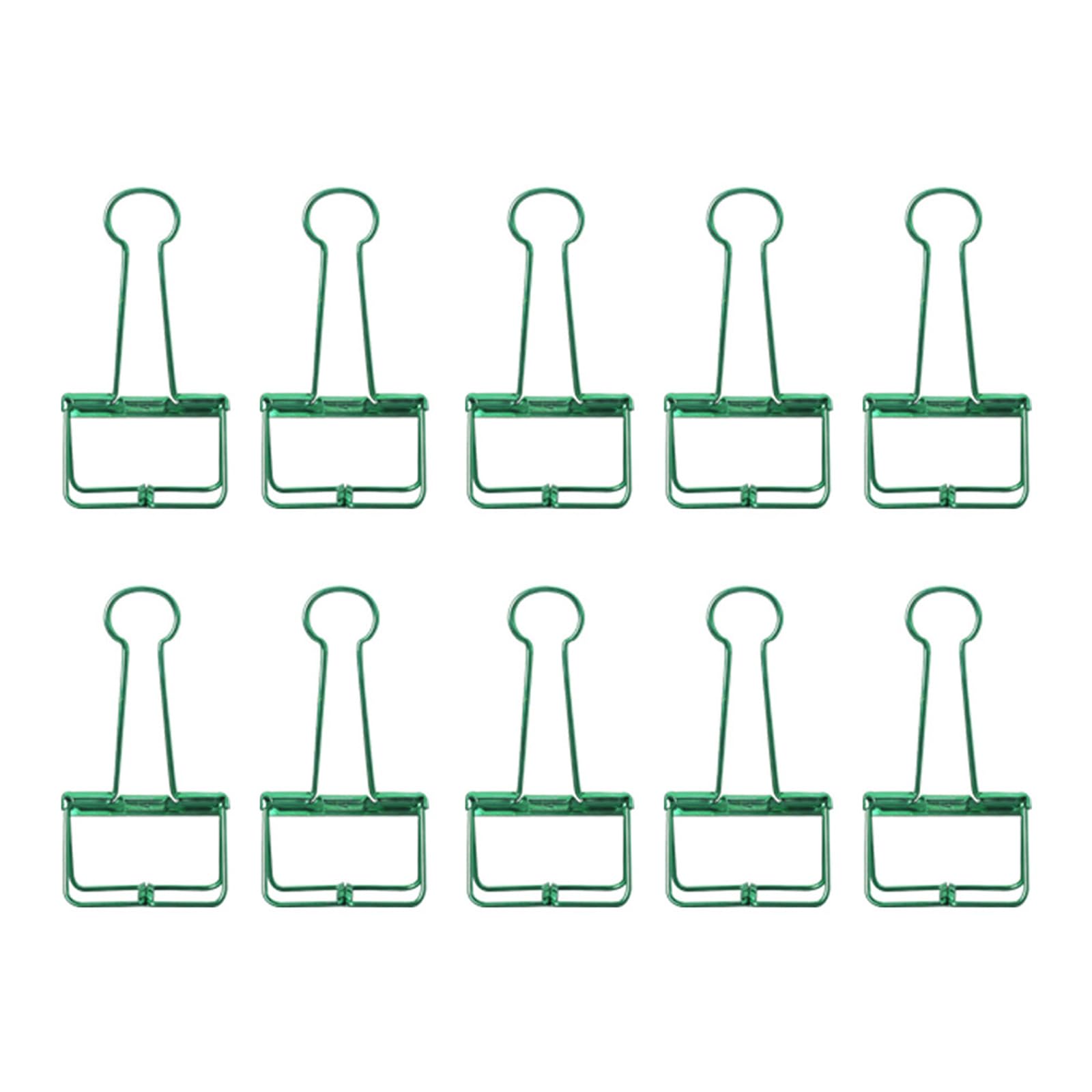 Green 19mm/0.75in, 10Pcs Skeleton Binder Clips, Hollow Metal Wire Foldback Binder Clips for Planner, Journal, Notebook, Large Paper Clamps, Office, Home, School