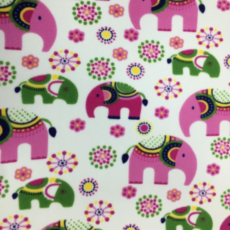 EU Fabrics Animal Print Fleece Fabric | Anti Pill Fleece Blanket Material for Sewing Jacket and Coats | Soft Warm Fleece Blanket Throws | Breathable Fabric by The Metre (1 Metre x150cm, Elephants)
