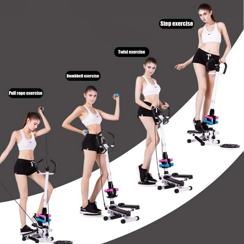 Stepper Fitness Multifunzione per Esercizi, Mini Stepper con Corrimano e Fasce di Resistenza Gambe Interne Allenatore per Tutto Il Corpo Cardio Ginnico per Uomini e Donne