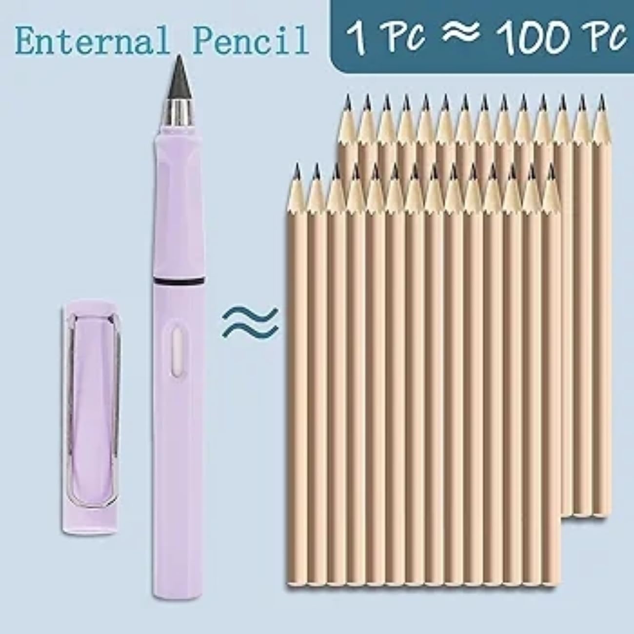 FEELHIGH 6 Pcs Inkless Eternal Pencils, Everlasting Infinity Pencil with Eraser, Eternal Pencil For School Office for Writing, Sketch, Drawing(Built-in 6 Erasers) 2