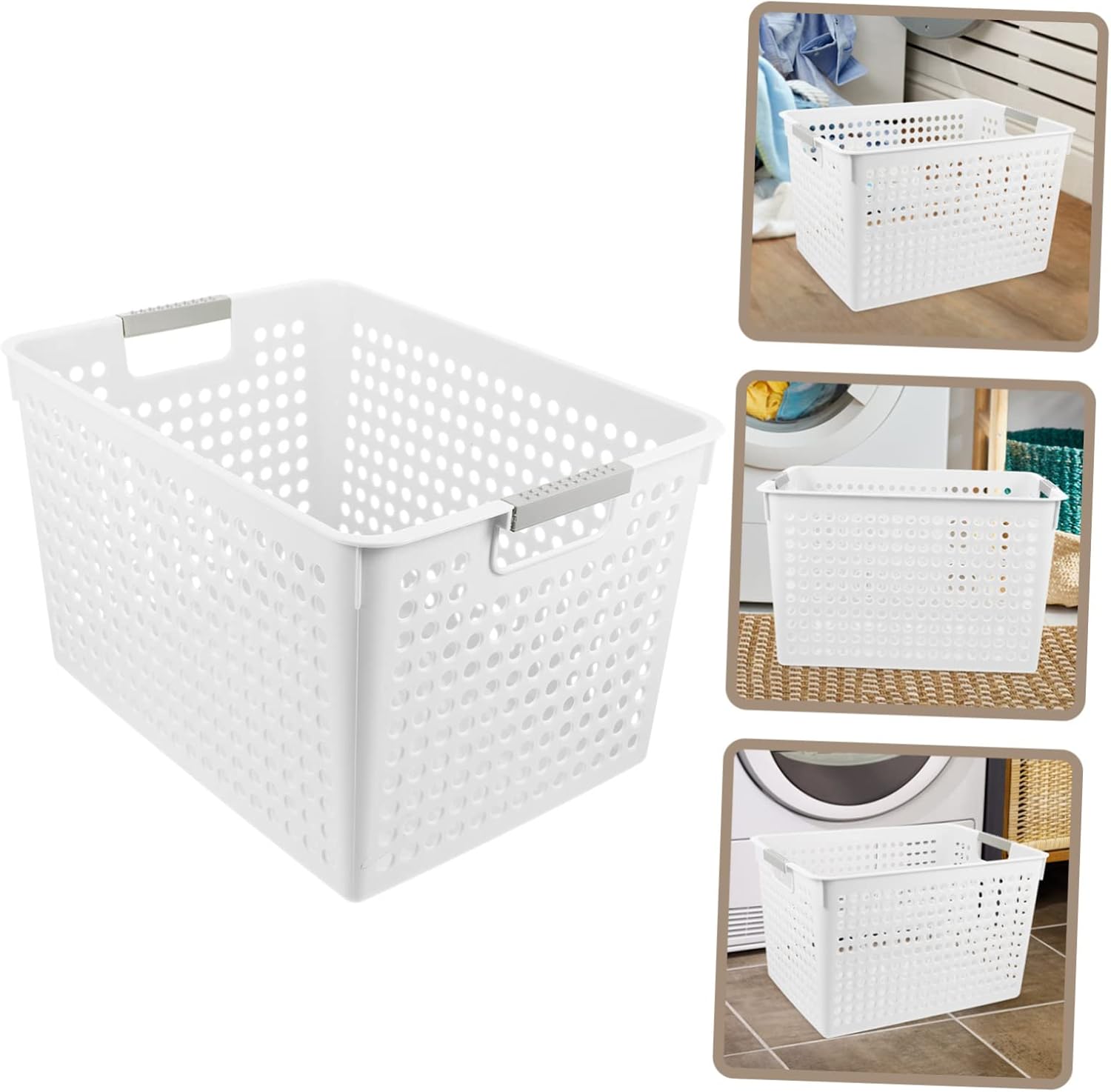 Unomor Large Capacity Plastic Laundry Basket for Clothes and Storage Wear Resistant Washing Bin with Smooth Surface Sturdy Sundries Organizer for Bedroom Office and Home Use