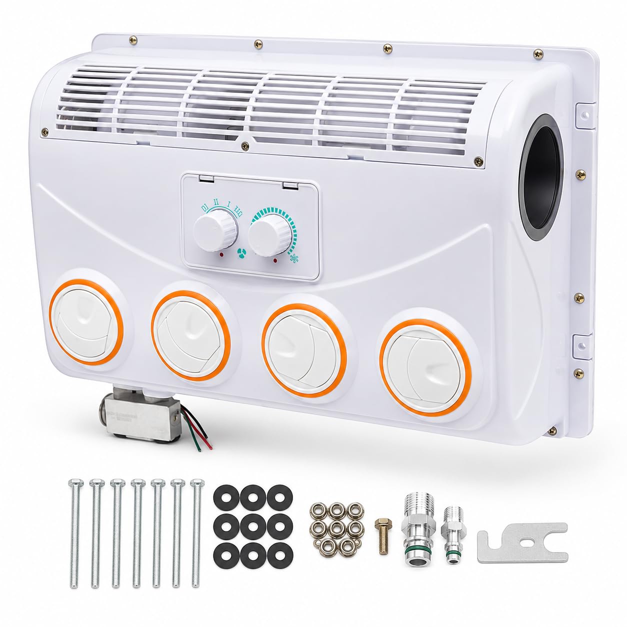 Uniwersalny klimatyzator dachowy do kampera, elektryczny parownik 12 V/24 V z wylotem obrotowym o 360° do koparek, furgonetek, przyczep kempingowych i kamperów (24V)