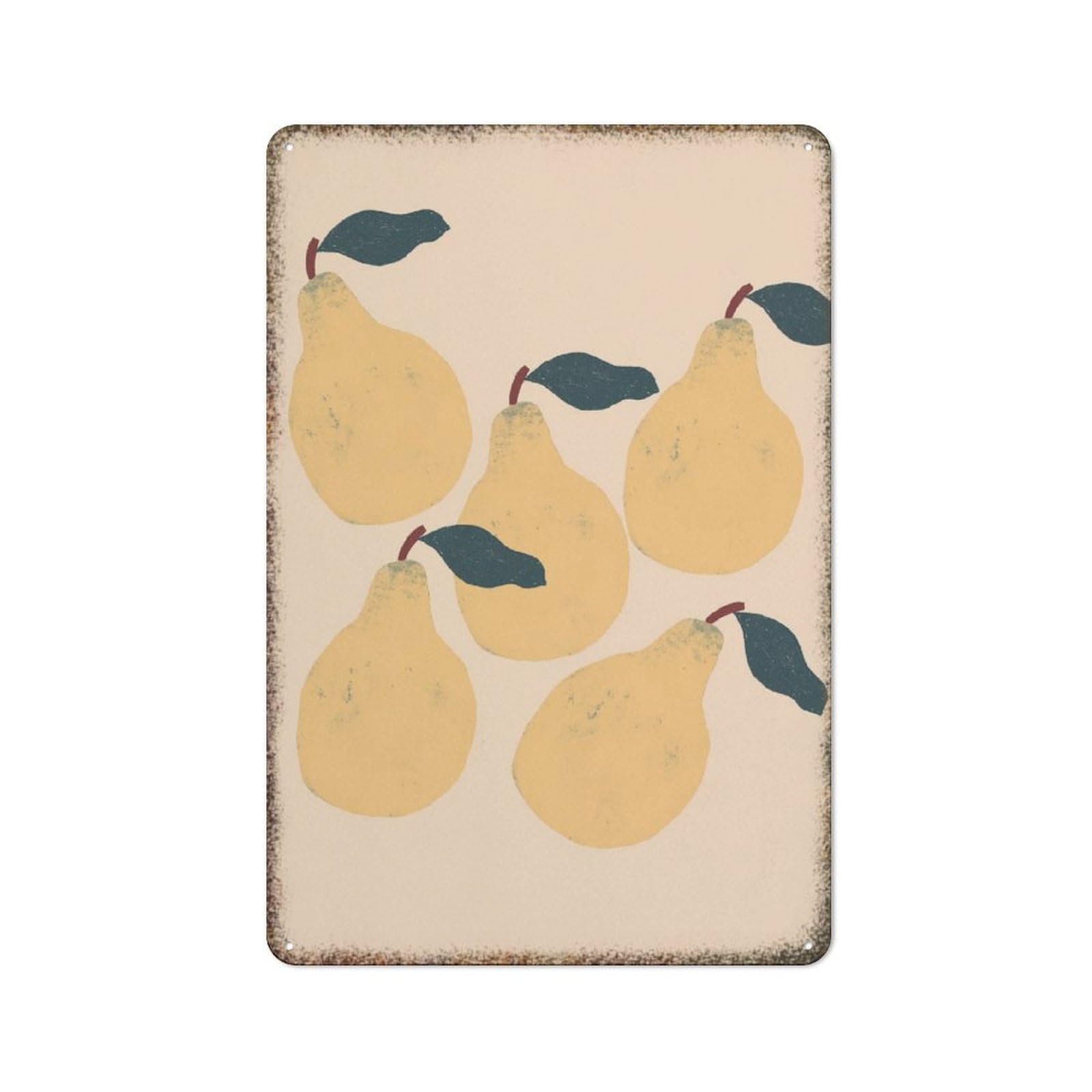 Pear Fruit Themed Embossed High Gloss Metal Wall Plaque Retro Decor Sign for Farmhouse Warehouse Man Cave Household 8x12 Inch