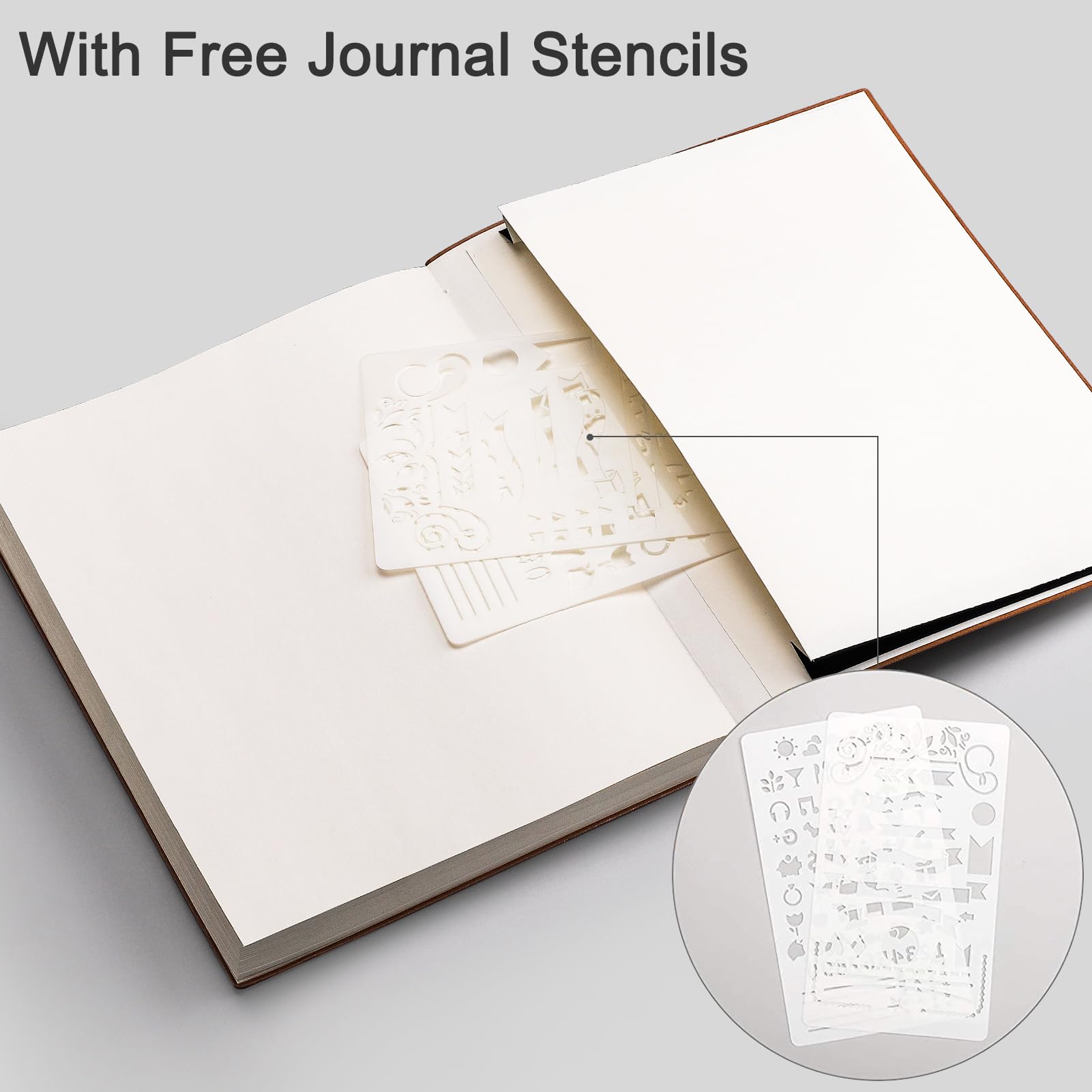 EMSHOI B5 Notebook Bullet Dotted Journal, 19 x 25 cm Large Leather Notepad with Sticky Notes, 192 Numbered Pages - Image 4