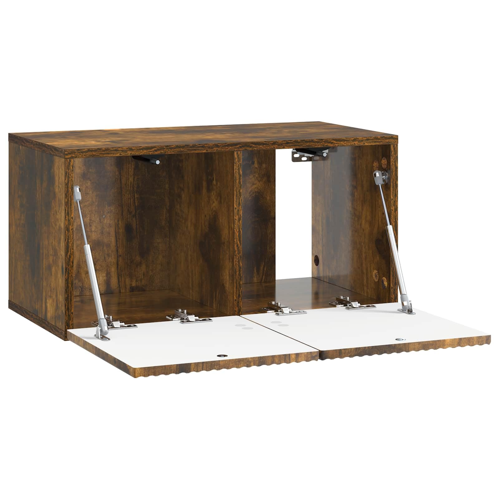 Hothingwell TV-Wandschrank, Holz, Eiche, Rauchgrau, 59,5 x 31 x 30 cm | Drehtüren 90°, Aufbewahrung für elektronische Geräte, Wartung feuchtes Tuch, Wandmontage